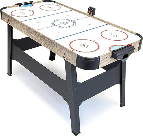 Miniatura 1 de GoSports Mesa de hockey de aire de 54 pulgadas para niños y adultos, incluye 2 empujadores, 3 discos, motor de CA y marcador LED