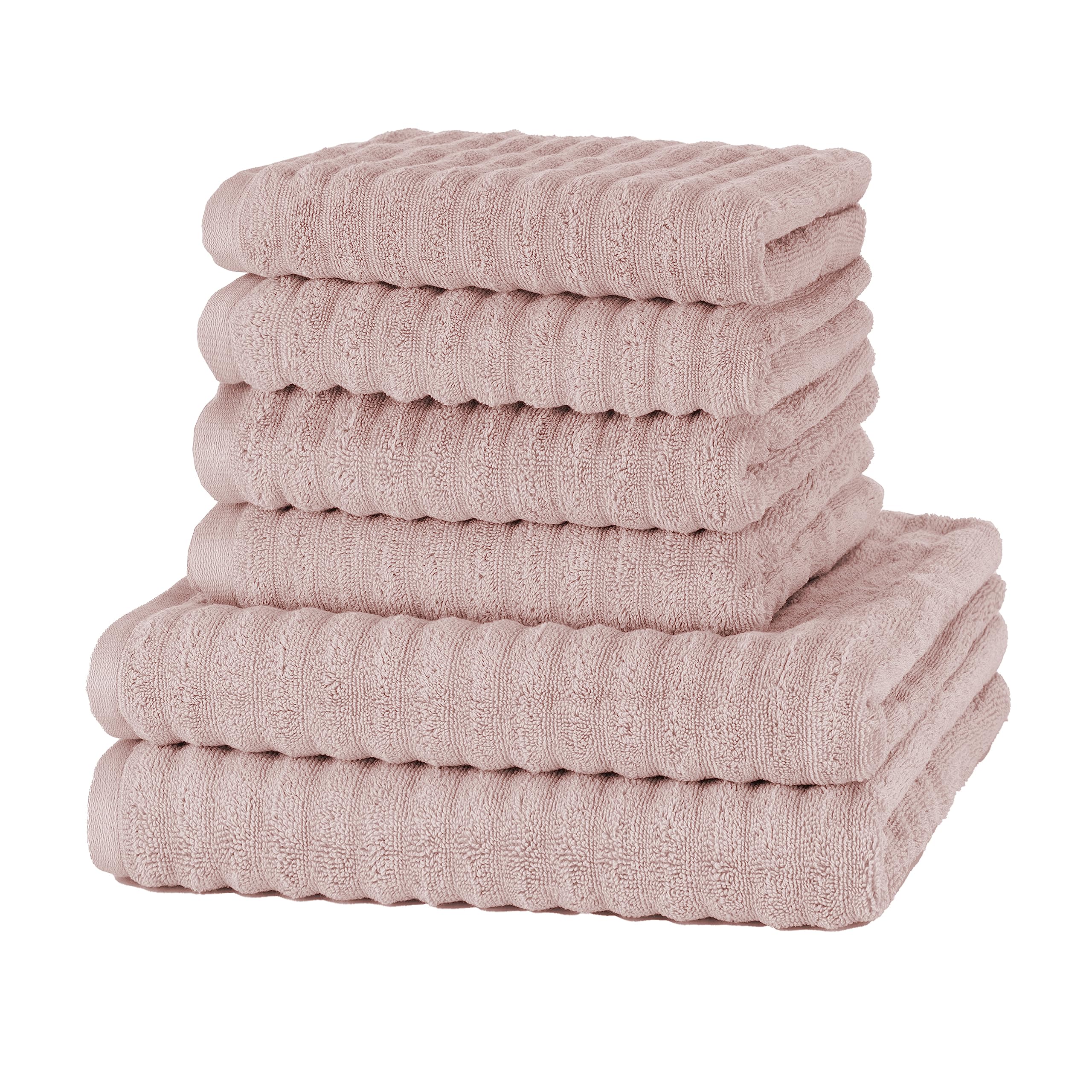 Merana Oslo Handtuch Set | schnelltrocknend, weich & fusselfrei | Frottier Luxus Qualität | 100% Baumwolle Frottee | Oeko-TEX | 590 GSM | Geschenkset | Rosa (6er Sparset | 4 Handtuch, 2 Duschtuch)