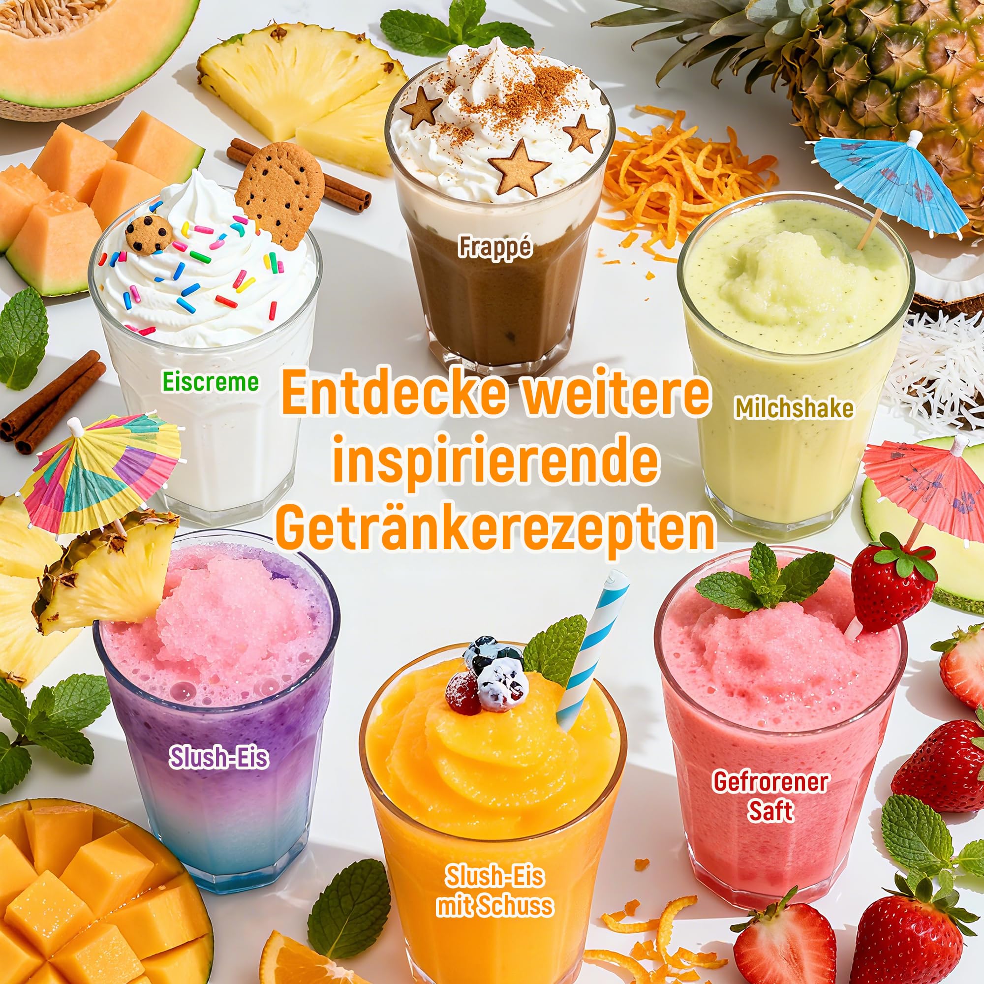 Slush Maschine 2,5 L Eismaschine mit LED-Display, 6 Programmen, automatischer Reinigung