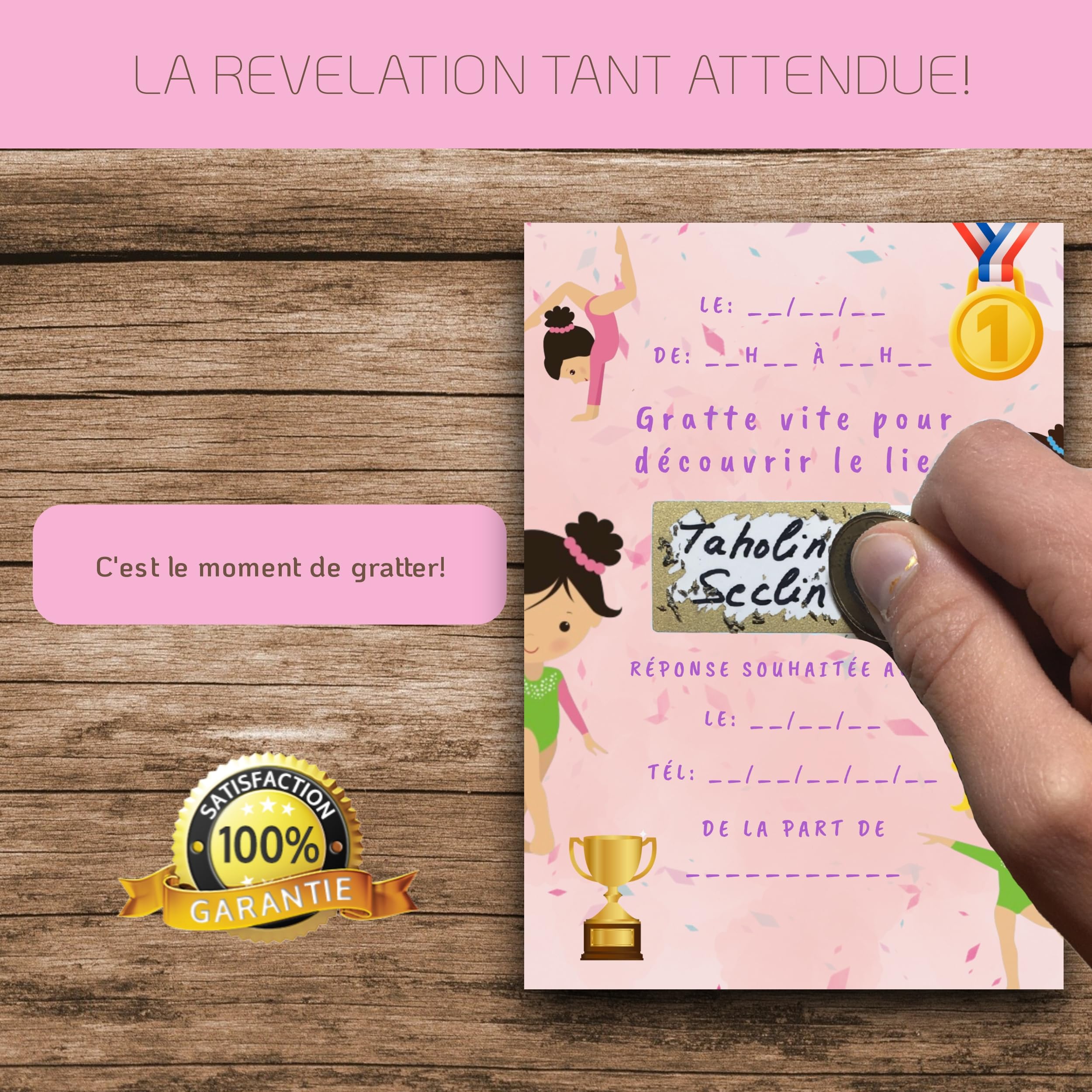 RXLITE Kit 10 Invitations Anniversaire à Gratter Thème Donuts – Cartes + Enveloppes + Stickers + Dorés à Gratter – Made In France