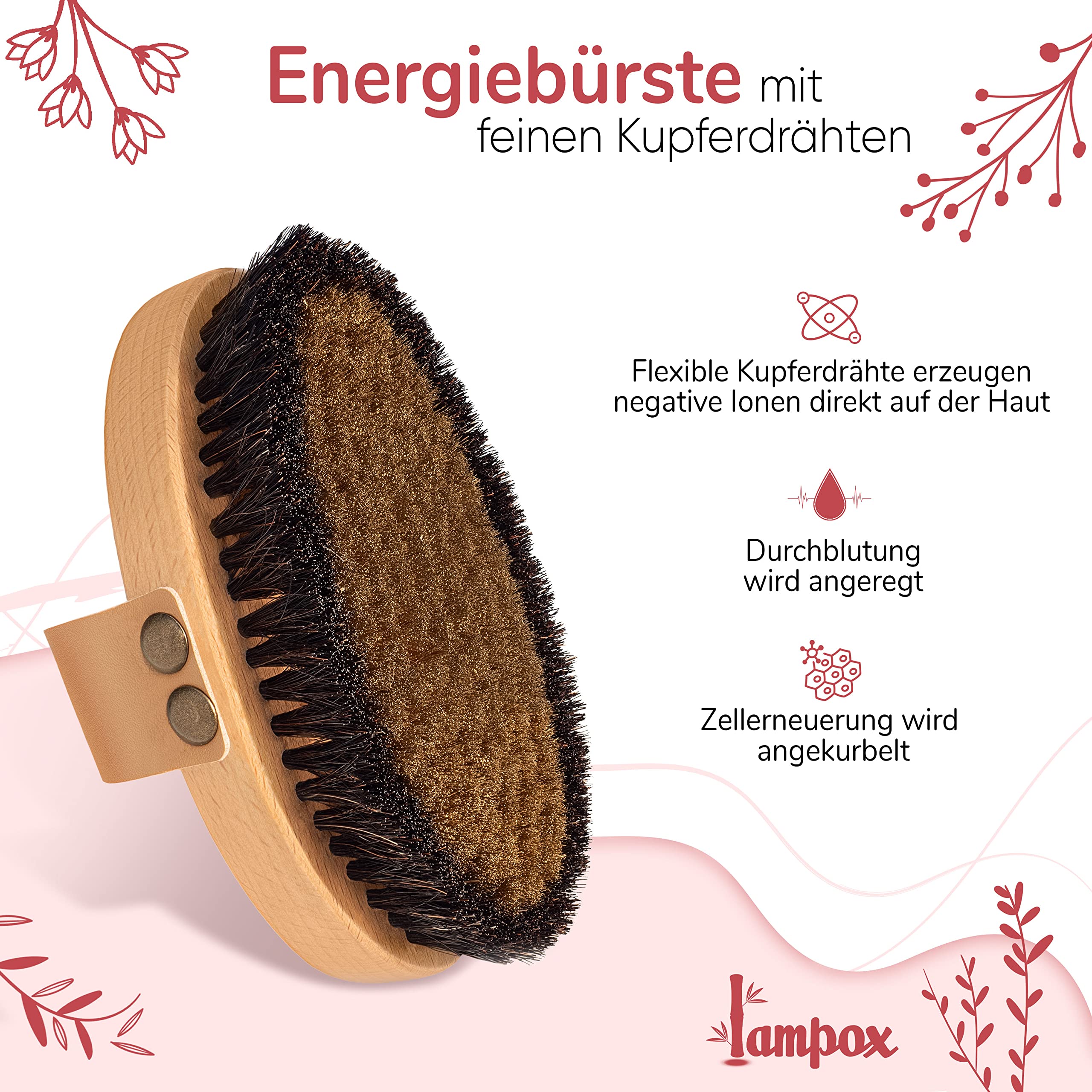 Kupferbürste Körperbürste mit feinen Kupferdrähten Trockenbürste Lymphdrainage
