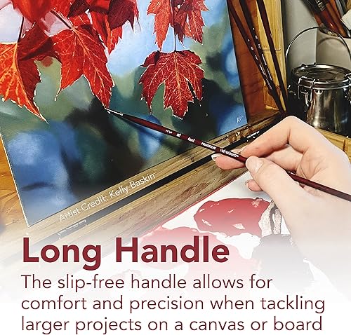 Miniatura 3 de Princeton Velvetouch - Brocha Jenna Rainey Blooms, mango largo, tamaño 12, pinceles profesionales para artistas mixtos, acrílico, óleo