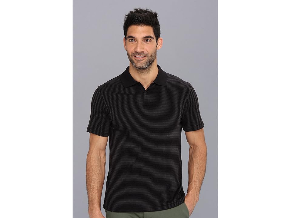 

Calvin Klein S/S 2 Button Liquid Cotton Interlock Polo (Black/Cellar) Men's Short Sleeve Pullover