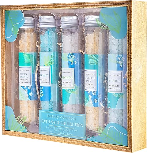 Miniatura 6 de Sales de baño de aromaterapia, paquete de 5 sales de Epsom para remojar, juego de spa de baño relajante, perfumado en algodón limpio, sal marina,