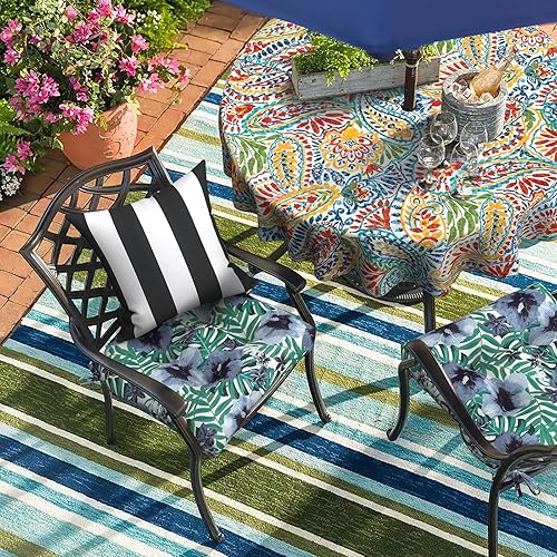 Miniatura 6 de Paquete de 2 cojines de asiento en forma de U para exteriores para silla de mimbre de patio, 19 x 19 pulgadas, silla repelente al agua, cojín suave