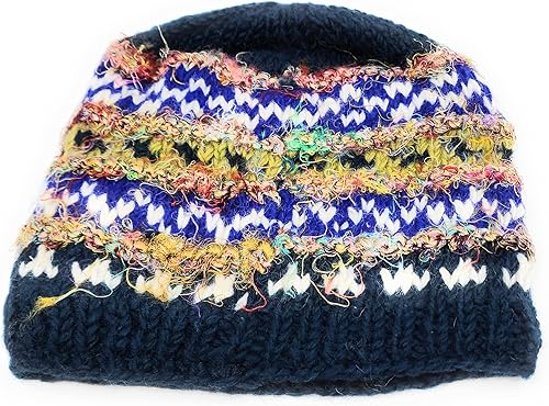 Miniatura 2 de Gorro de lana tejida a mano y seda reciclada, con forro polar, fabricado en Nepal