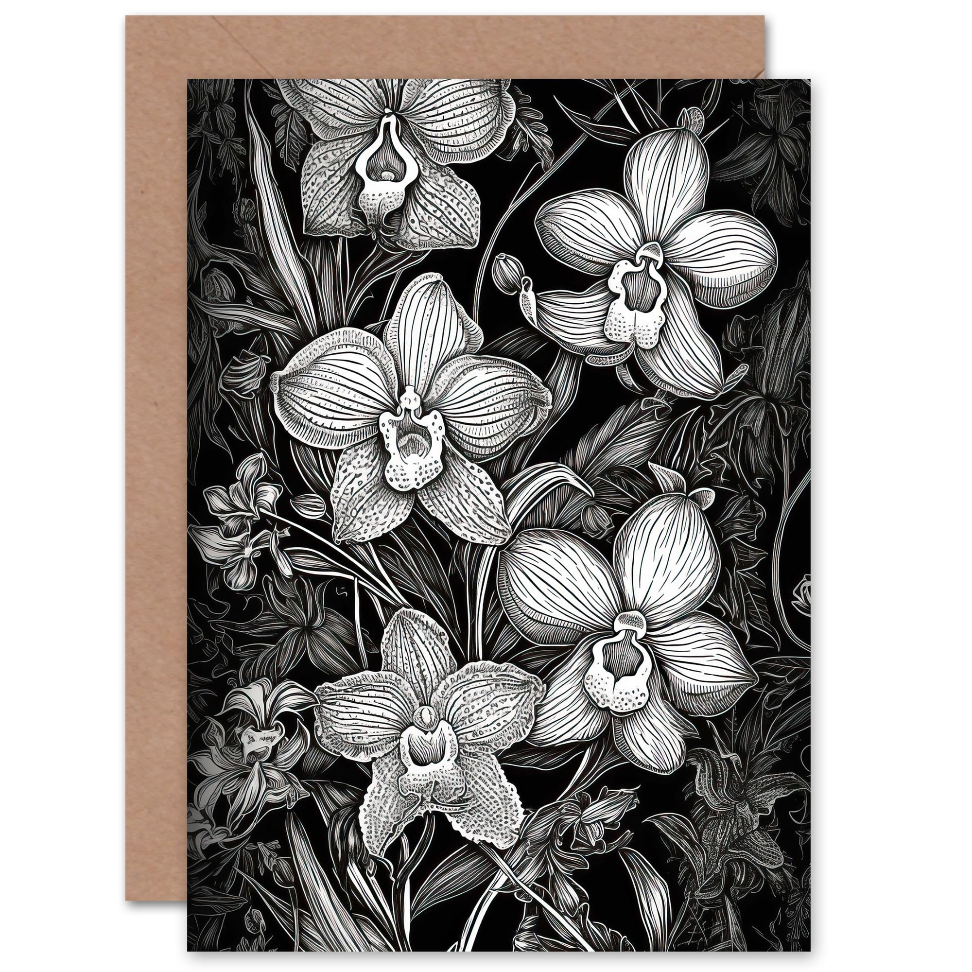 Artery8 Blooming Orchid Flower for Wife Her Mum Sister Daughter Mom Gran Nan Birthday Thank You Congratulations Blank Art Greeting Card