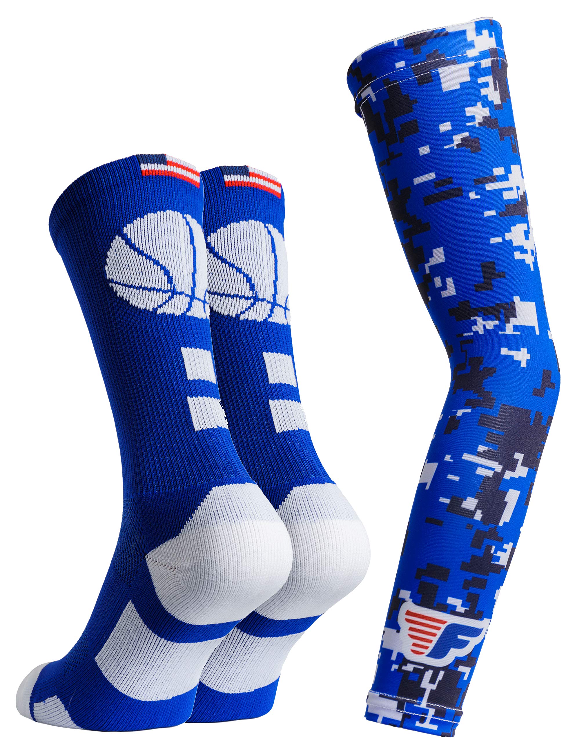 Forever Fanatics Basketball Socks For Men & Boys Crew Socks With Basketball Arm Sleeve - Made in USA