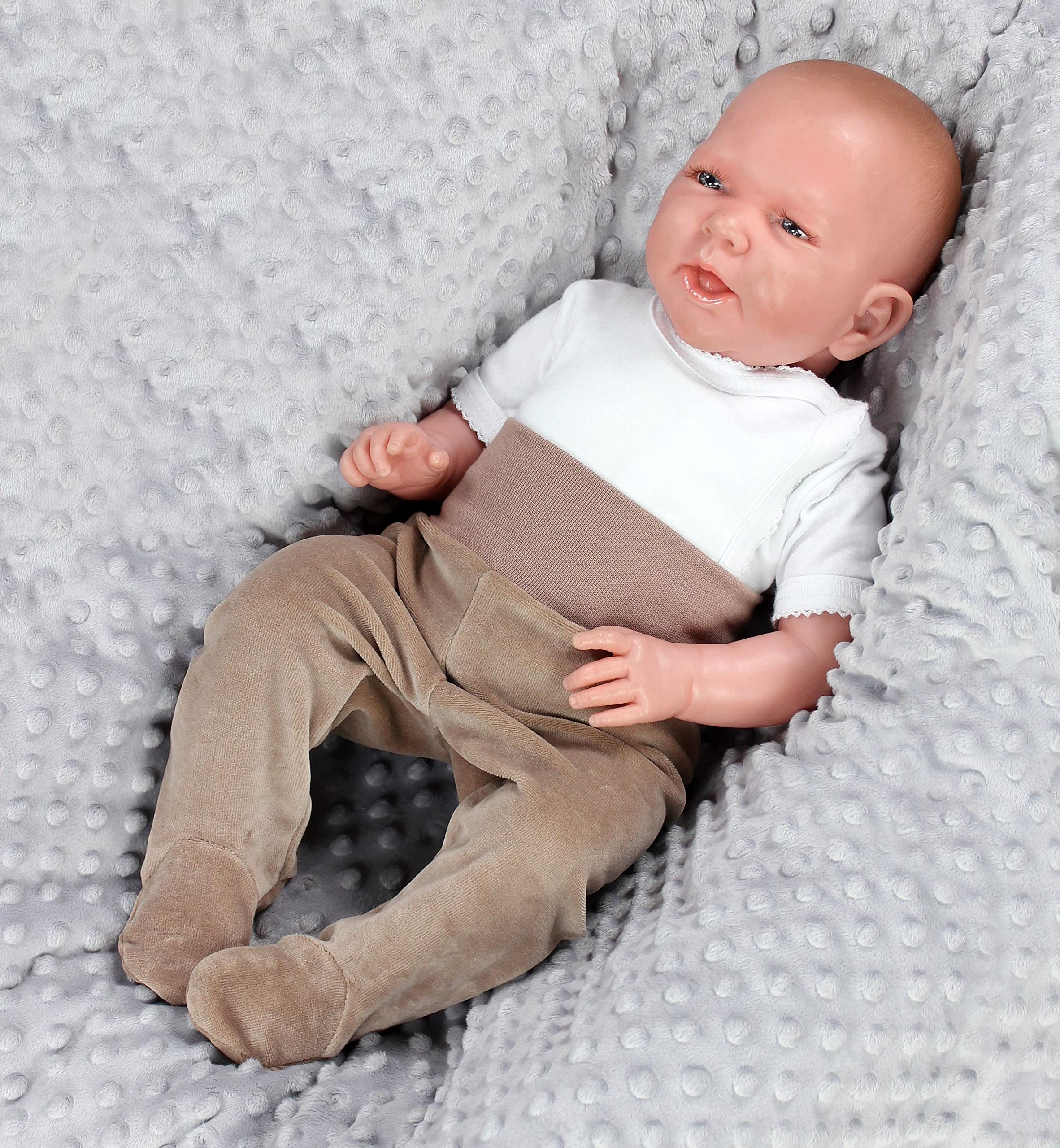 TupTam Pantalon Bébé Garçon 3 Pièces – Pantalon Bébé avec Pieds et Taille Élastique en Velours