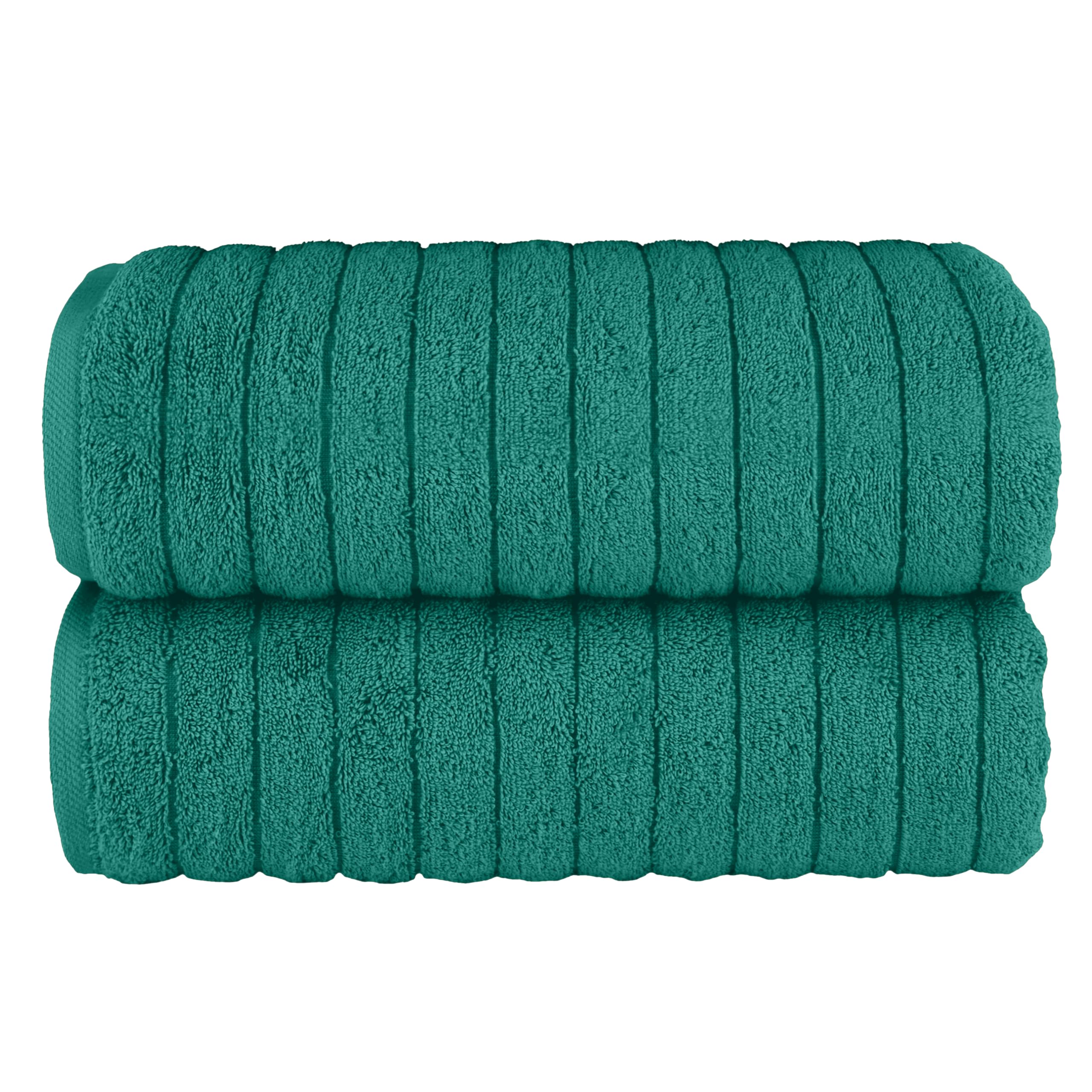 Elegant Comfort 100% Turkish Cotton Corduroy Ribbed Luxury Soft 2 Pack Bath Towels 27 x 54 Inch - Ultra Plush, Absorbent, Quick Dry, Hotel Spa Quality Towels for Bathroom Essentials, Turquoise