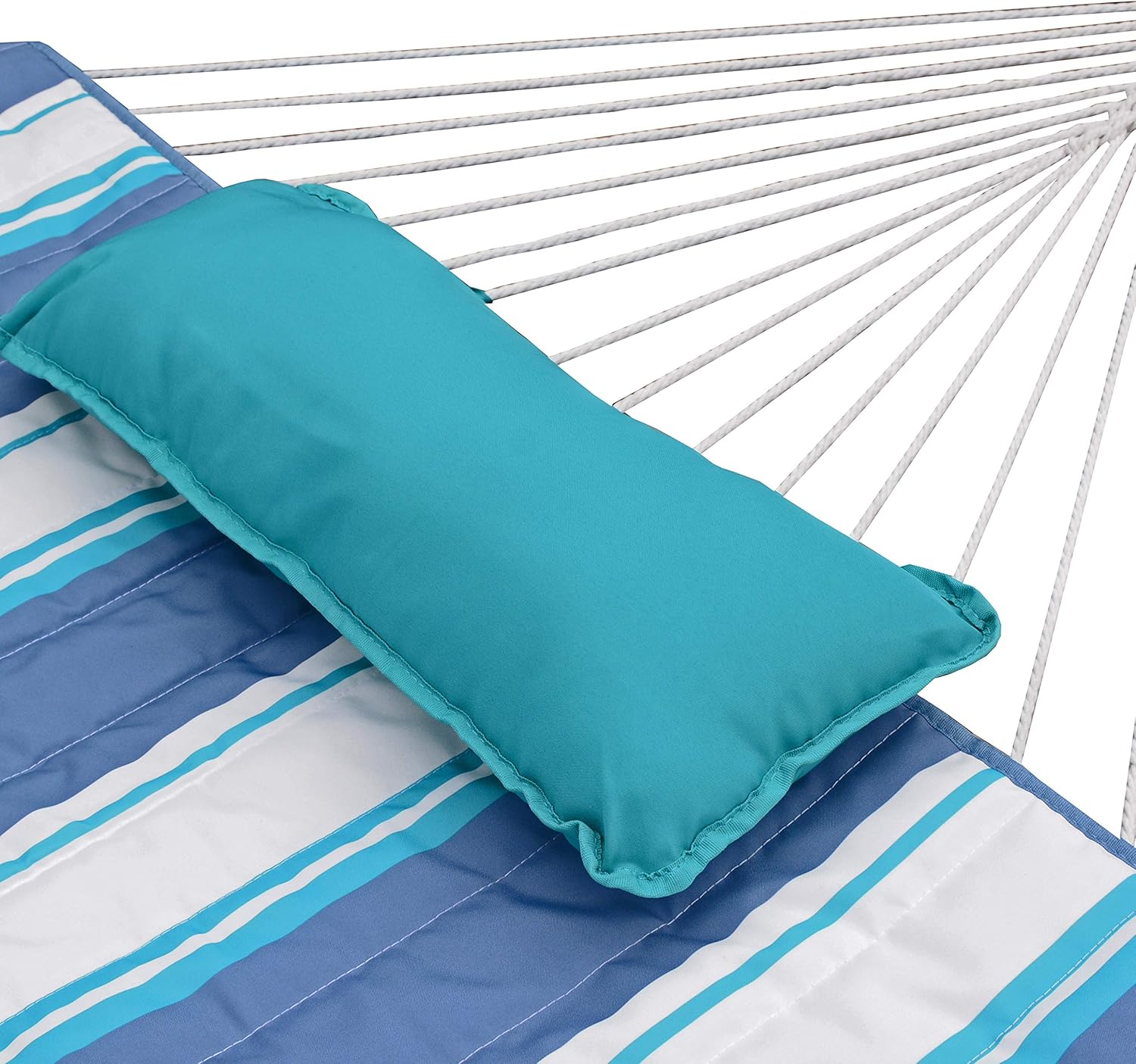 Algoma Net Company 12 Foot Steel Hammock Frame with Cotton Rope Hammock, Quilted Hammock Pad, and Pillow