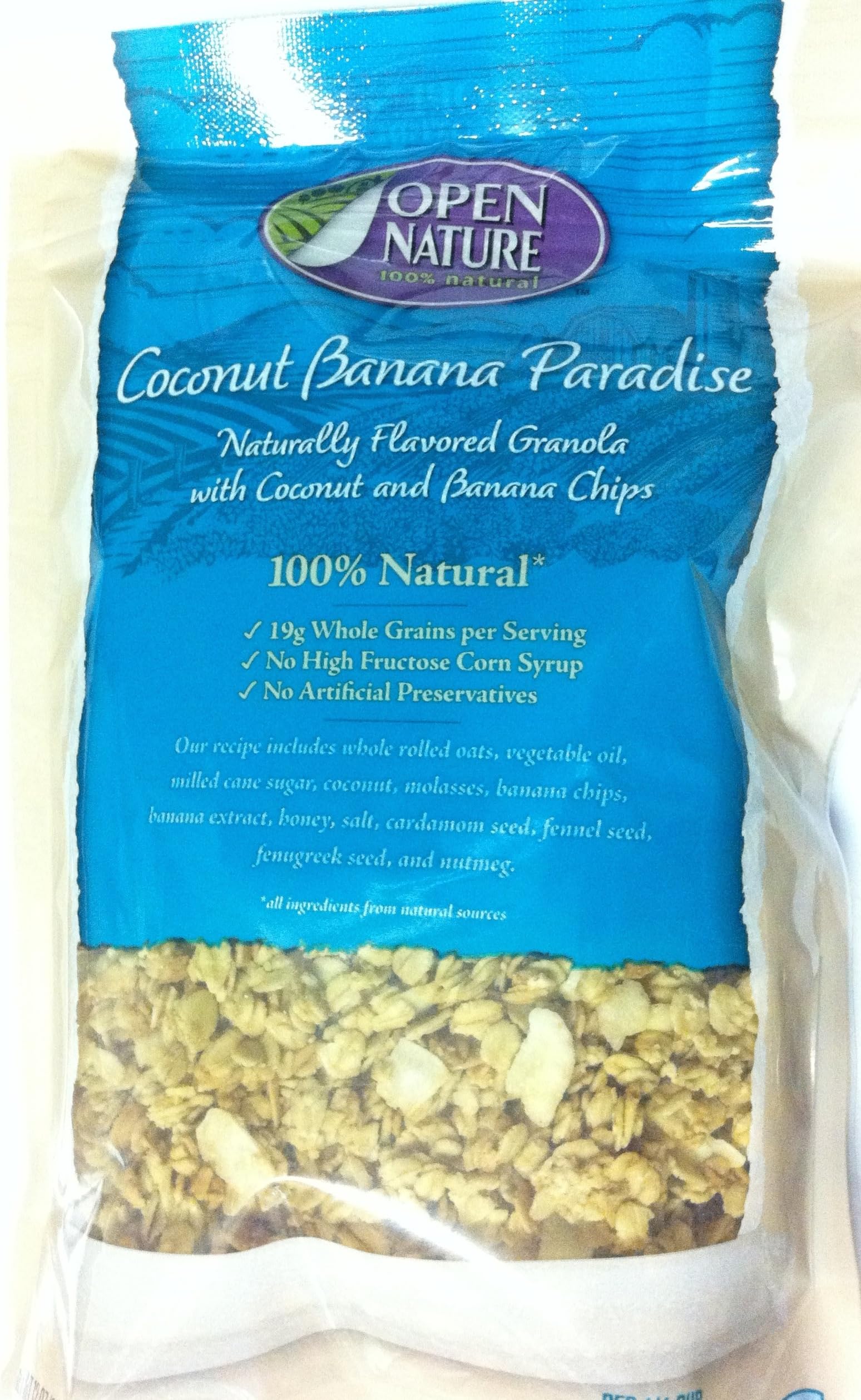 Open Nature 100% Natural, Coconut Banana Paradise Granola, 12 Oz. Bags (Pack of 2)