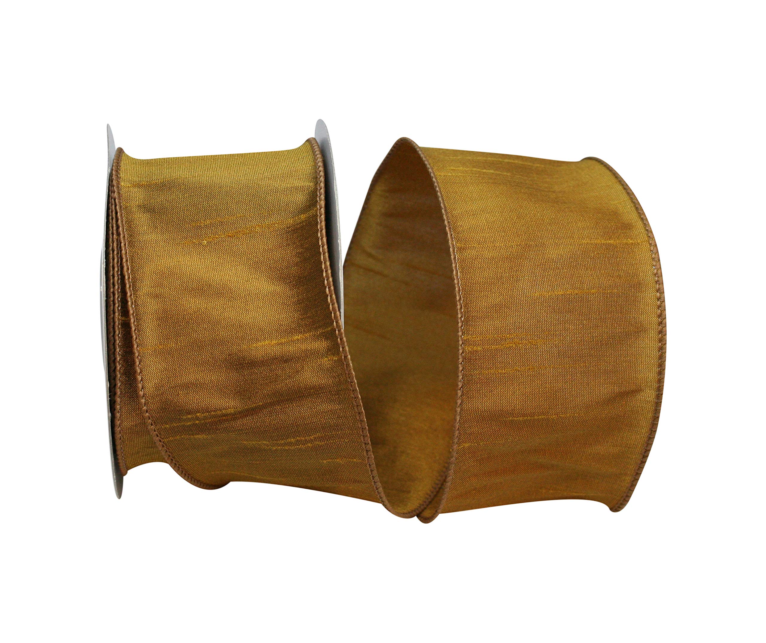 Reliant Ribbon Dupioni Supreme Wired Edge Ribbon, 2-1/2 Inch X 10 Yards, Antique Gold โ image 1