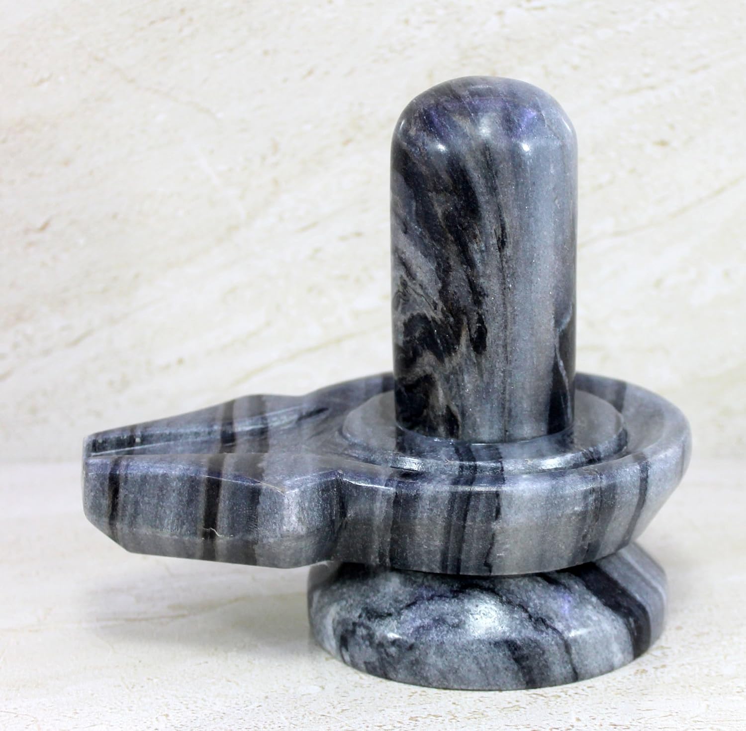 Black Marble Stone Shiva Lingam Shiv Ling Idol Murti Statue (5.25 Grey)