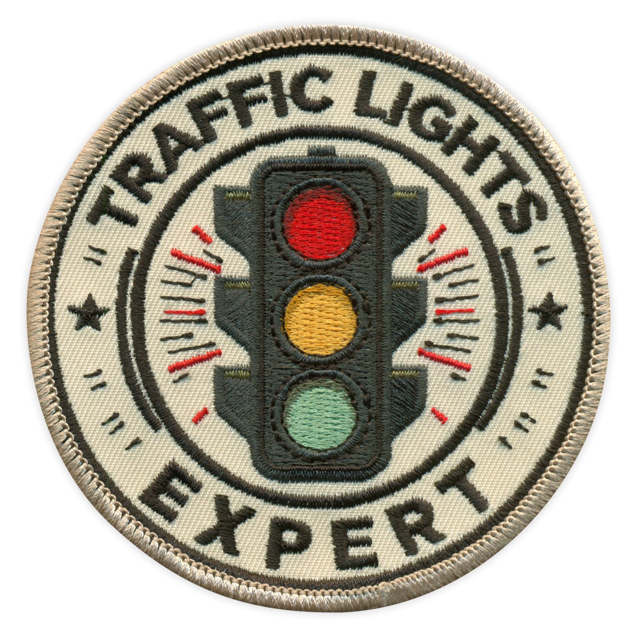 Set di quattro toppe ricamate con scritta "Traffic Lights Expert" (lingua italiana non garantita)