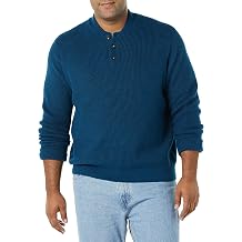 Amazon Essentials Mens Long-Sleeve Soft Touch Cotton Blend Henley Sweater, Ribbed