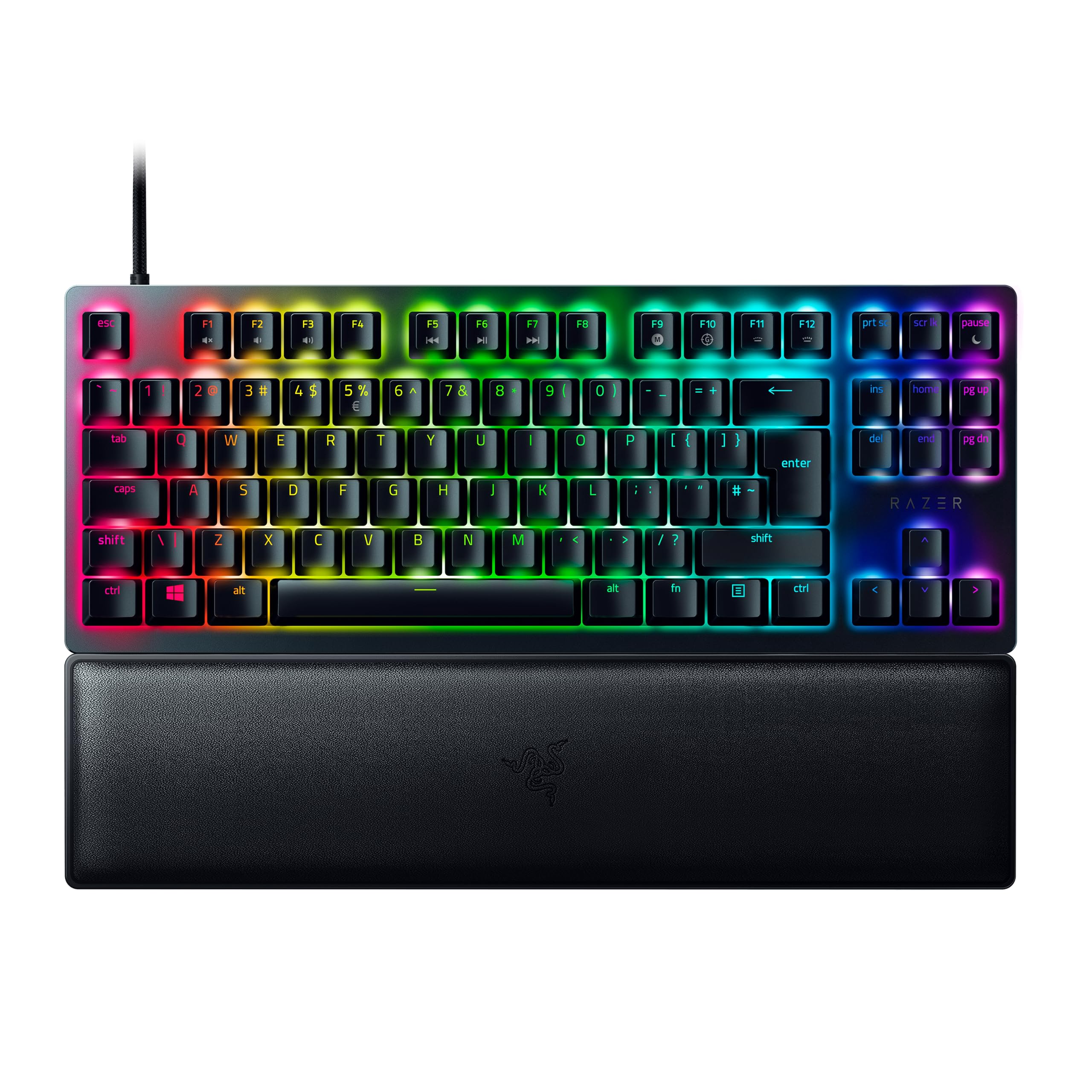 Razer Huntsman V2 Tenkeyless (Red Switch) - Optical Gaming Keyboard (Linear Optical Switches Gen-2, Doubleshot PBT Keycaps, Ergonomic Wrist Rest) UK Layout | Black