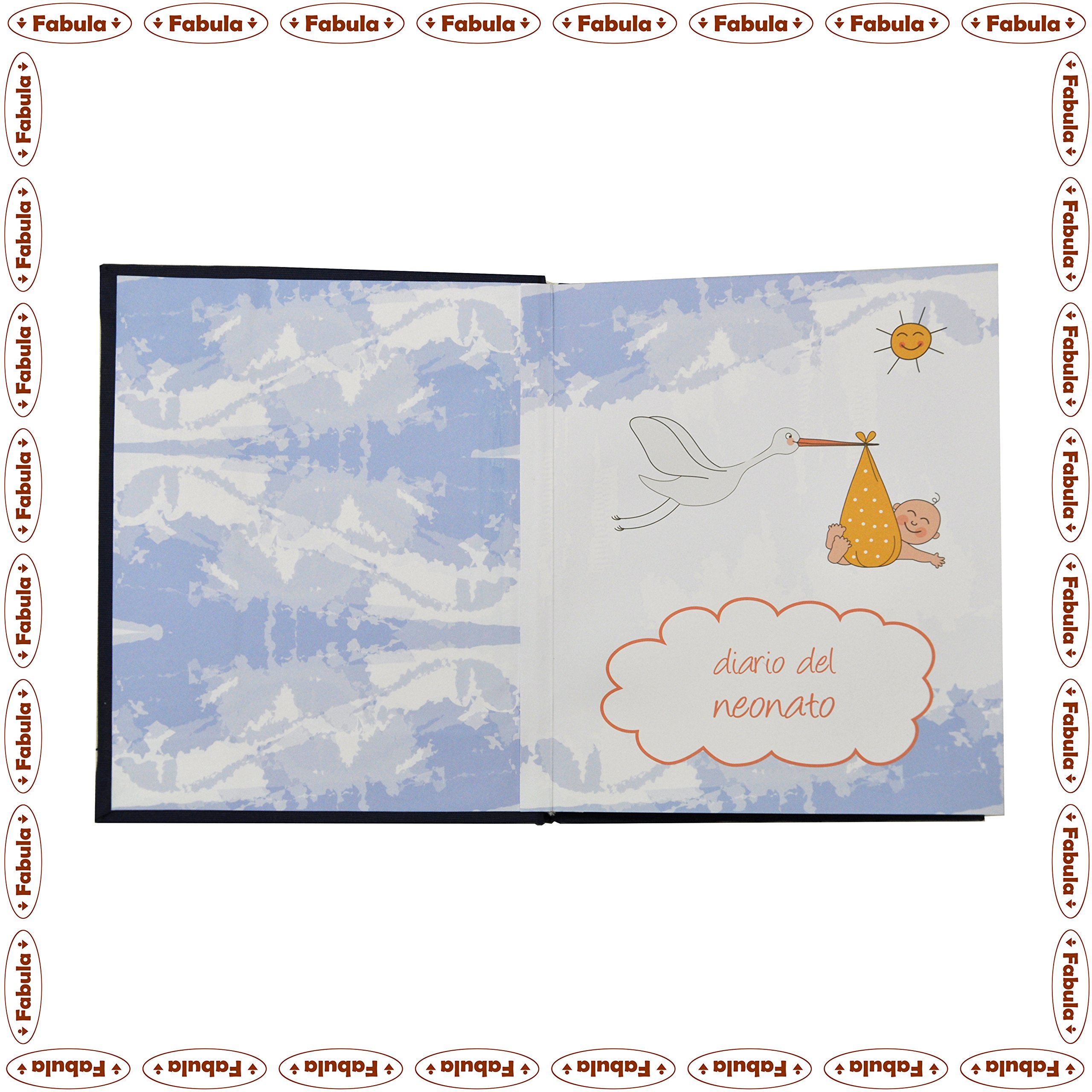 Fabula Linea Bimbo - Diario Nascita Bimbo Cappello Cielo - Formato cm 19x25 con Copertina 253 Giallino e Applicazioni in Legno - 28 Pagine - cod. 15777