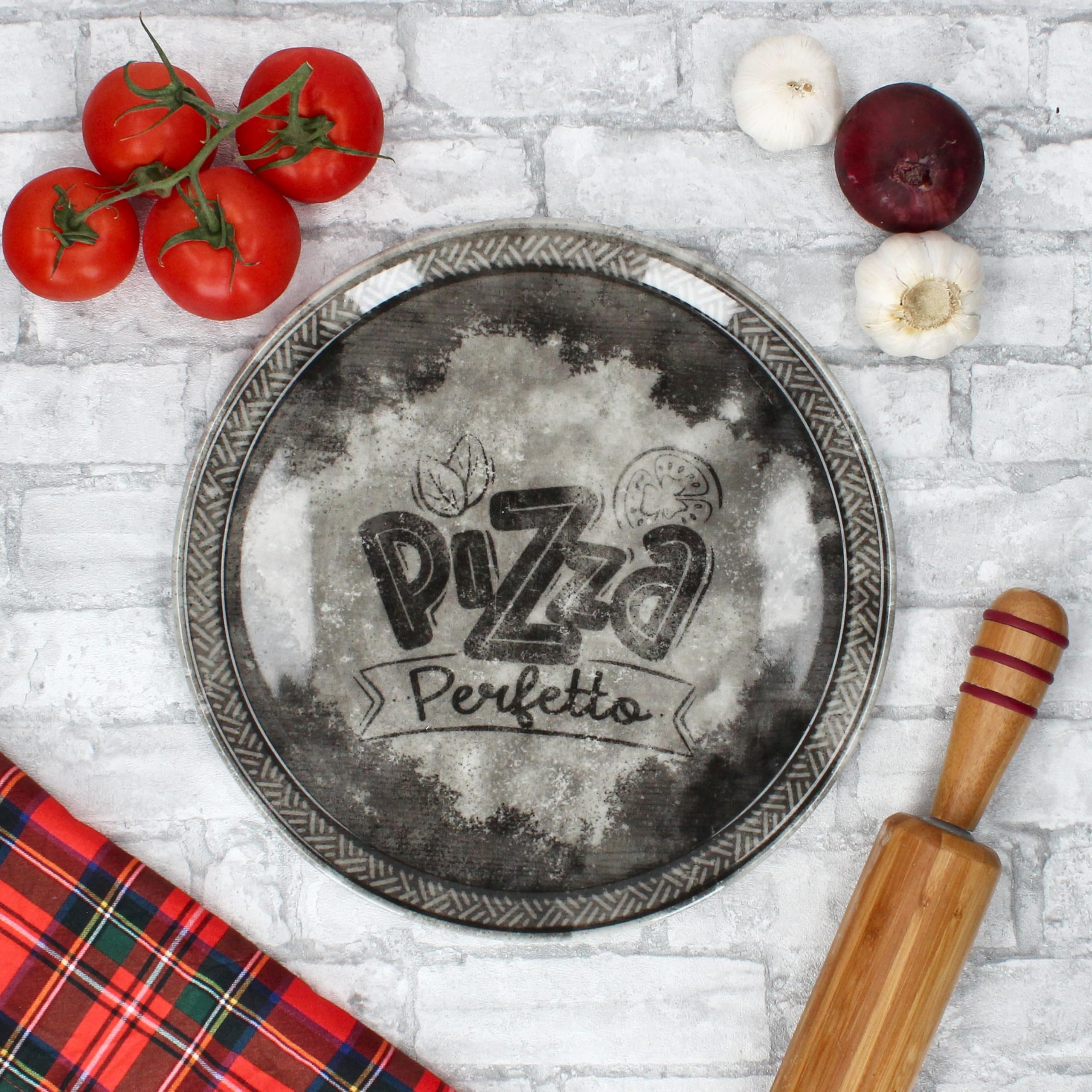 MamboCat Perfetto Lot de 6 assiettes à pizza en porcelaine noire Ø 31,5 cm