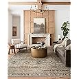 Loloi Layla Collection LAY-08 Red/Navy 2'-3" x 3'-9" .13" Thick Accent Rug, Soft, Durable, Vintage Inspired, Distressed, Low Pile, Non-Shedding, Easy Clean, Printed, Living Room Rug