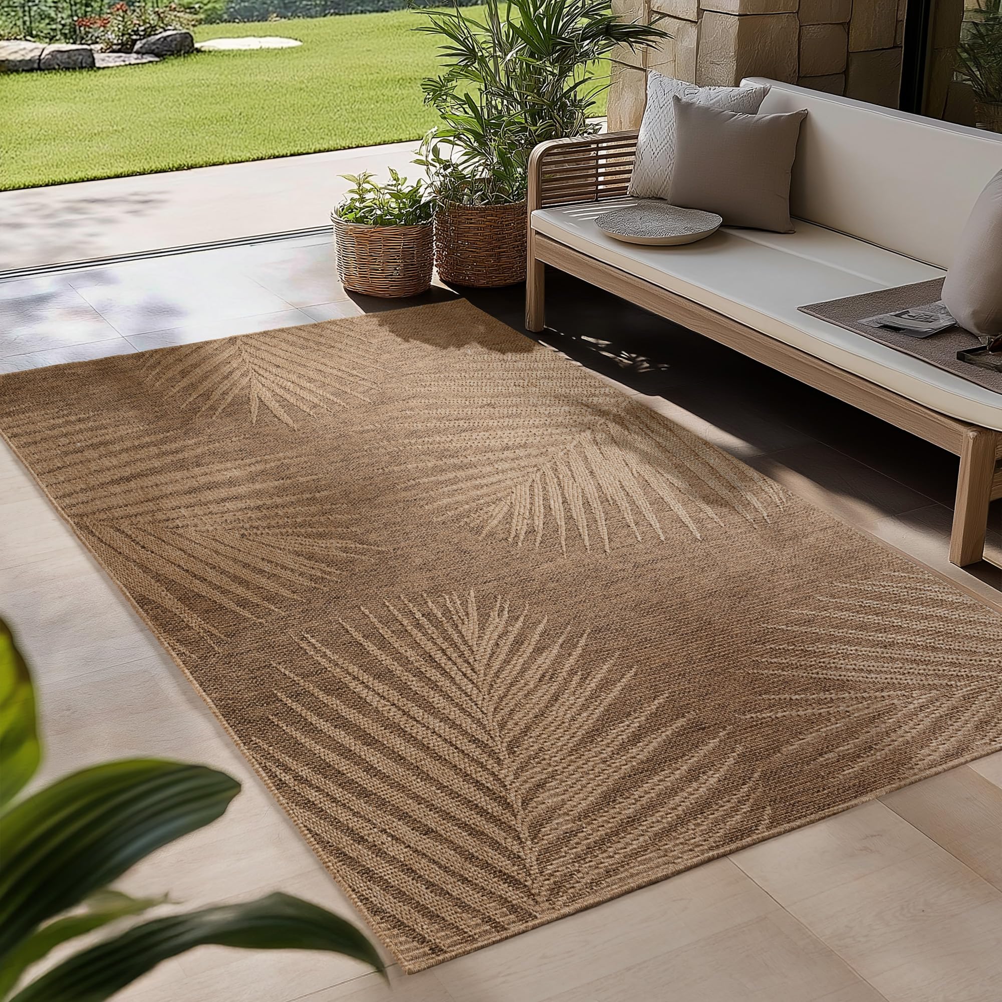Carpetsale24 Outdoor Teppich Wetterfest im natürlichen Jute-Look Pflegeleicht Waschbar für Wohnzimmer Schlafzimmer Esszimmer Küche Terrasse Balkon Garten