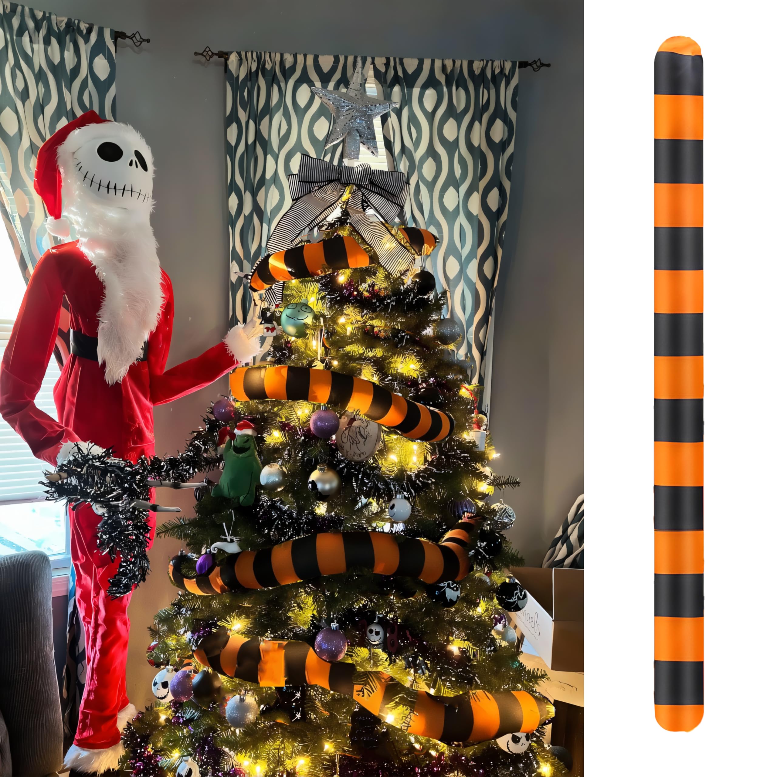 Photo 1 of 79 inch Sandworm Tree Ornament Decorations Spooky Tree Nightmare Worms Decors for Holiday Party Xmas Trees(Orange Black)