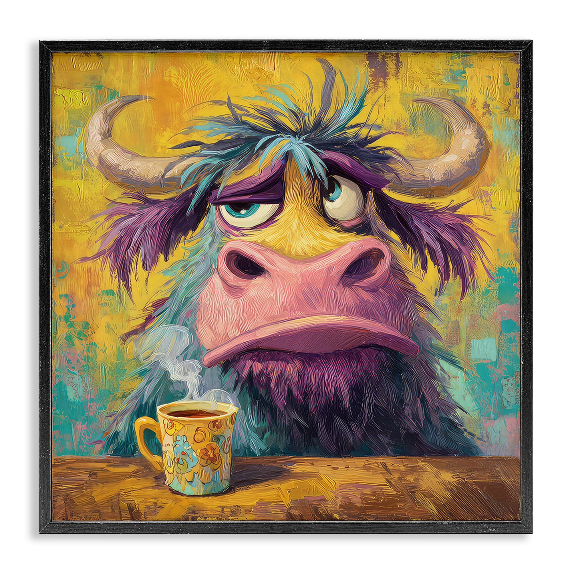 'Grumpy Cow & Mug'| Framed Giclee Art