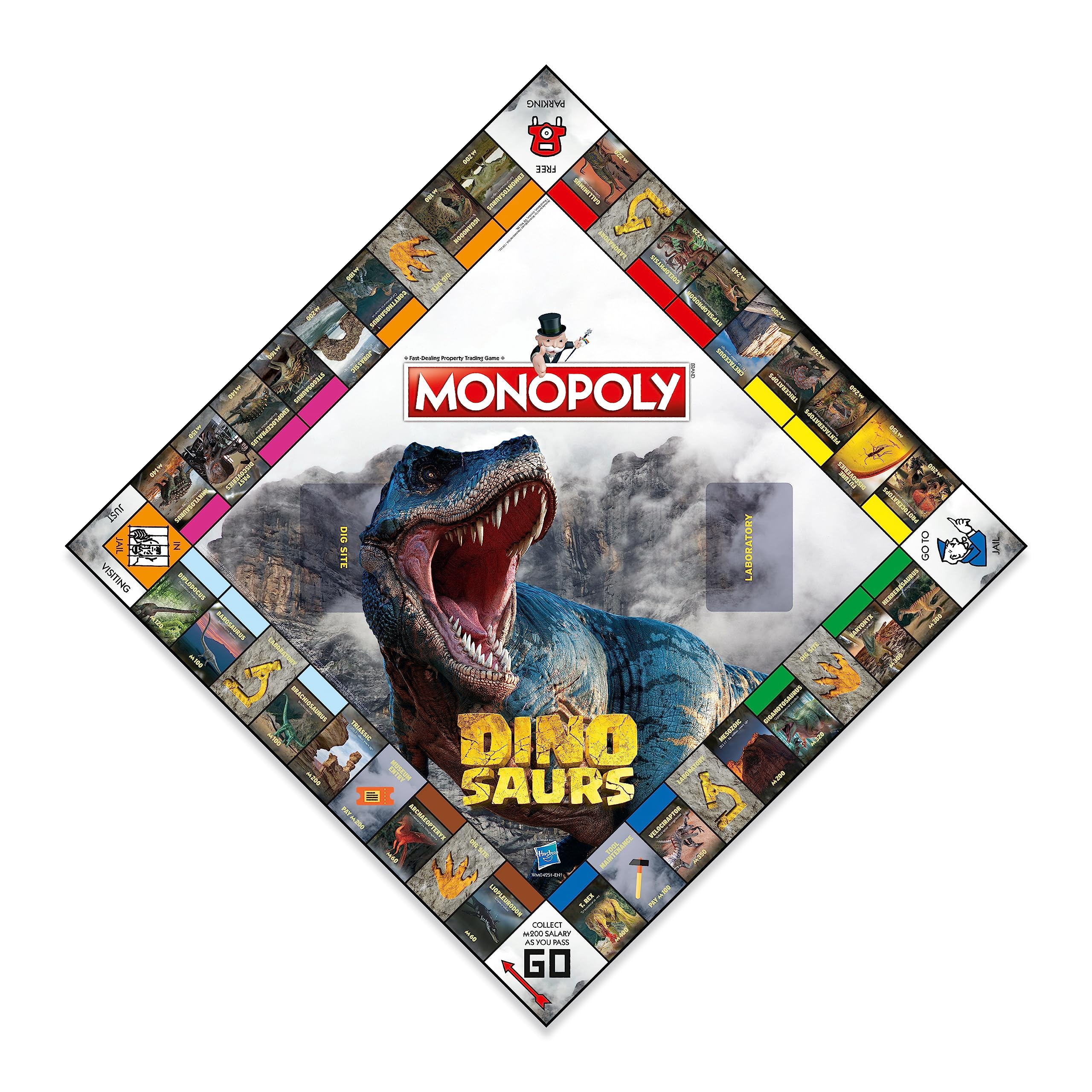 Monopoly Jeu de société Dinosaurs: Avancez vers T-Rex, Velociraptor ou Triceratops et échangez pour le succès Un excellent cadeau pour les joueurs à partir de 8 ans