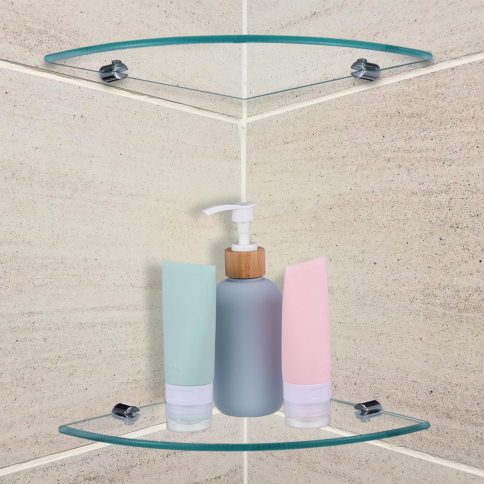 TOYANDONA 2 Piezas Estante de Pared Fácil Montaje para Baño de y Aleación de Zinc, Estante de Esquina Triangular Moderno y de Espacio para Ducha