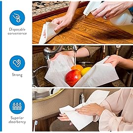 AMERICAN HOMESTEAD Disposable Hand Towels for Bathroom - White Linen-Like Guest Napkins - Ideal Paper Dinner Napkins or Bathroom Towels for Guests - 200 Count - Smooth - 15.5 x 12
