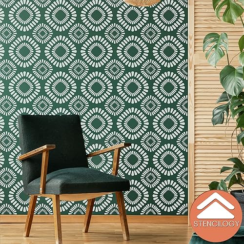 Miniatura 5 de STENCILOGY® / Asi - Plantilla de pared XL de 24 x 38 pulgadas, patrón de plantilla de pared floral grande, plantillas de pared grandes para pintar,
