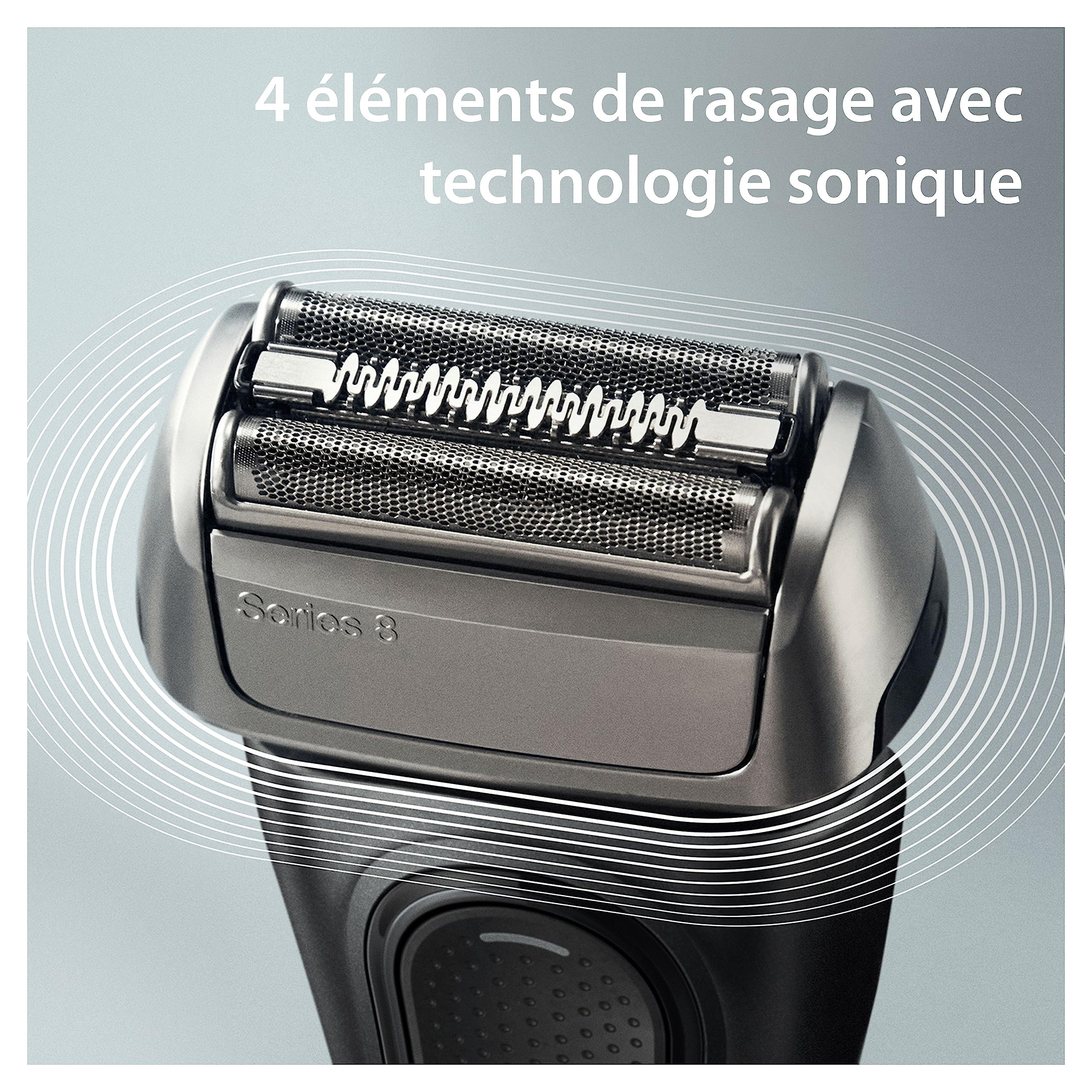 Braun Series 8 8510s Rasoir Électrique Pour Homme, 4 Éléments De Rasage, Tondeuse De Précision Intégrée, Base De Recharge, Étanche, 60 Minutes D’Autonomie, Fabriqué En Allemagne, Noir