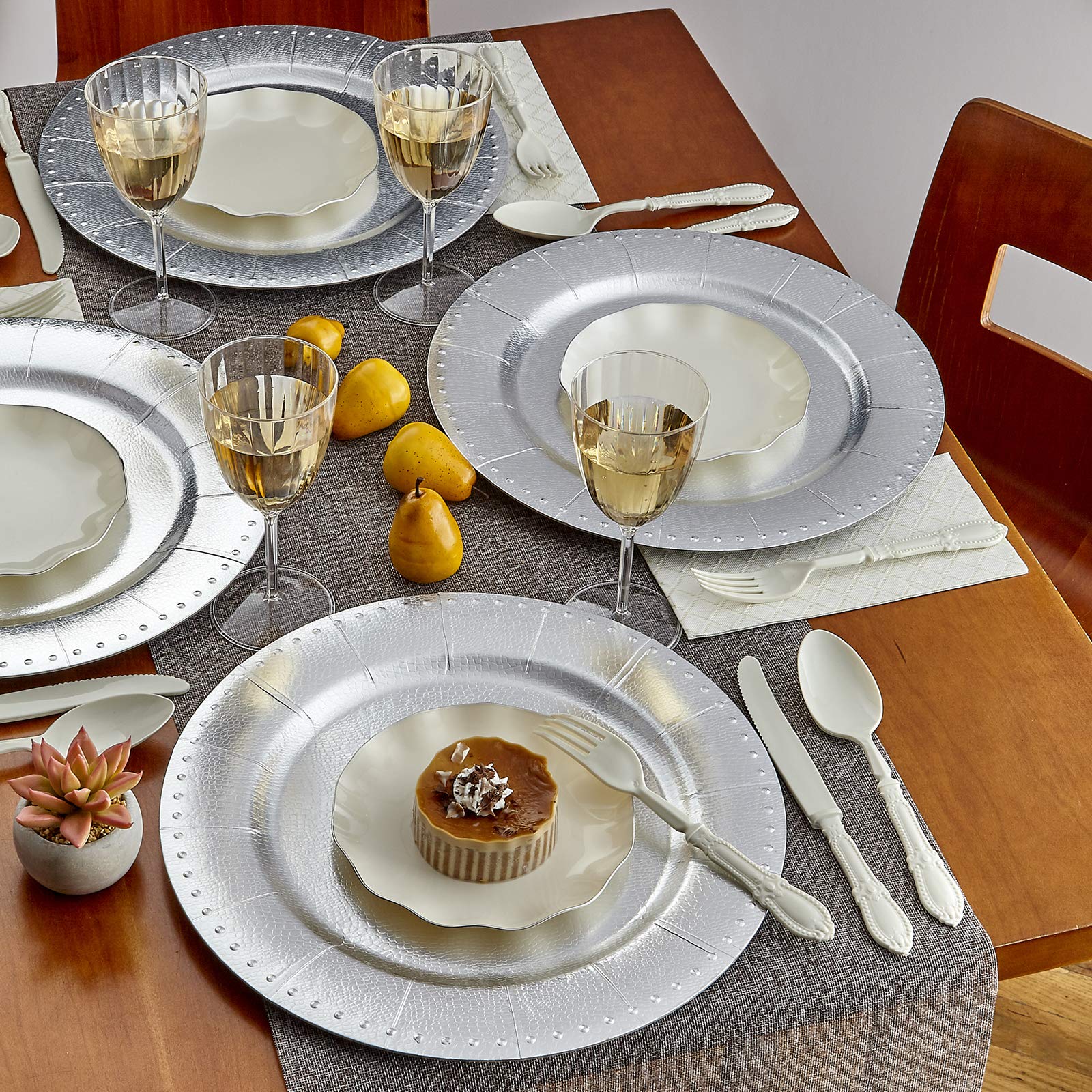 Silver Spoons Beaded Charger Plates, 13