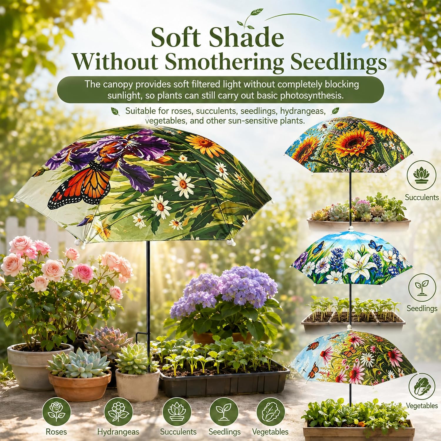 4 Pack 23.6 Inch Large Plant Umbrellas for Outdoor Plants