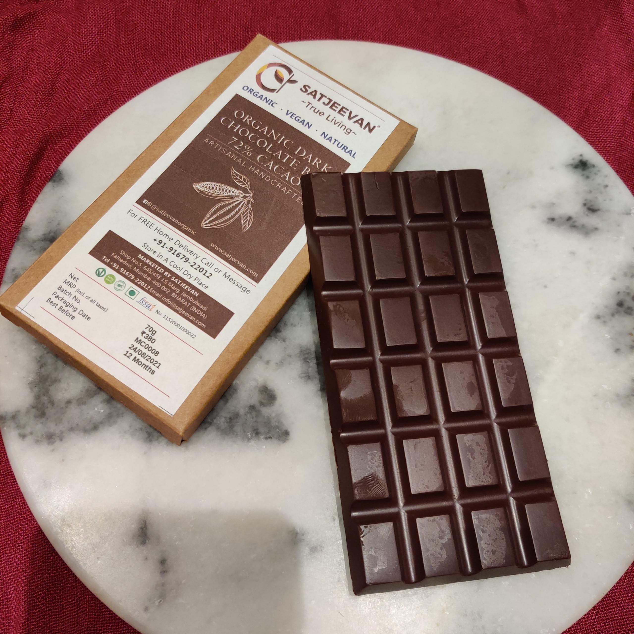 Organic Coffee Chocolate Bar, 60% Cacao, 70g, Non-Dairy, Vegan, Organic