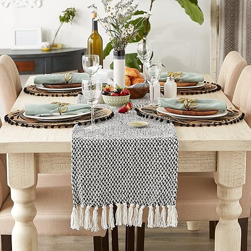 Miniatura 10 de DII Woven Basics Collection - Camino de mesa de punto 100% algodón, 15 x 108, piedra