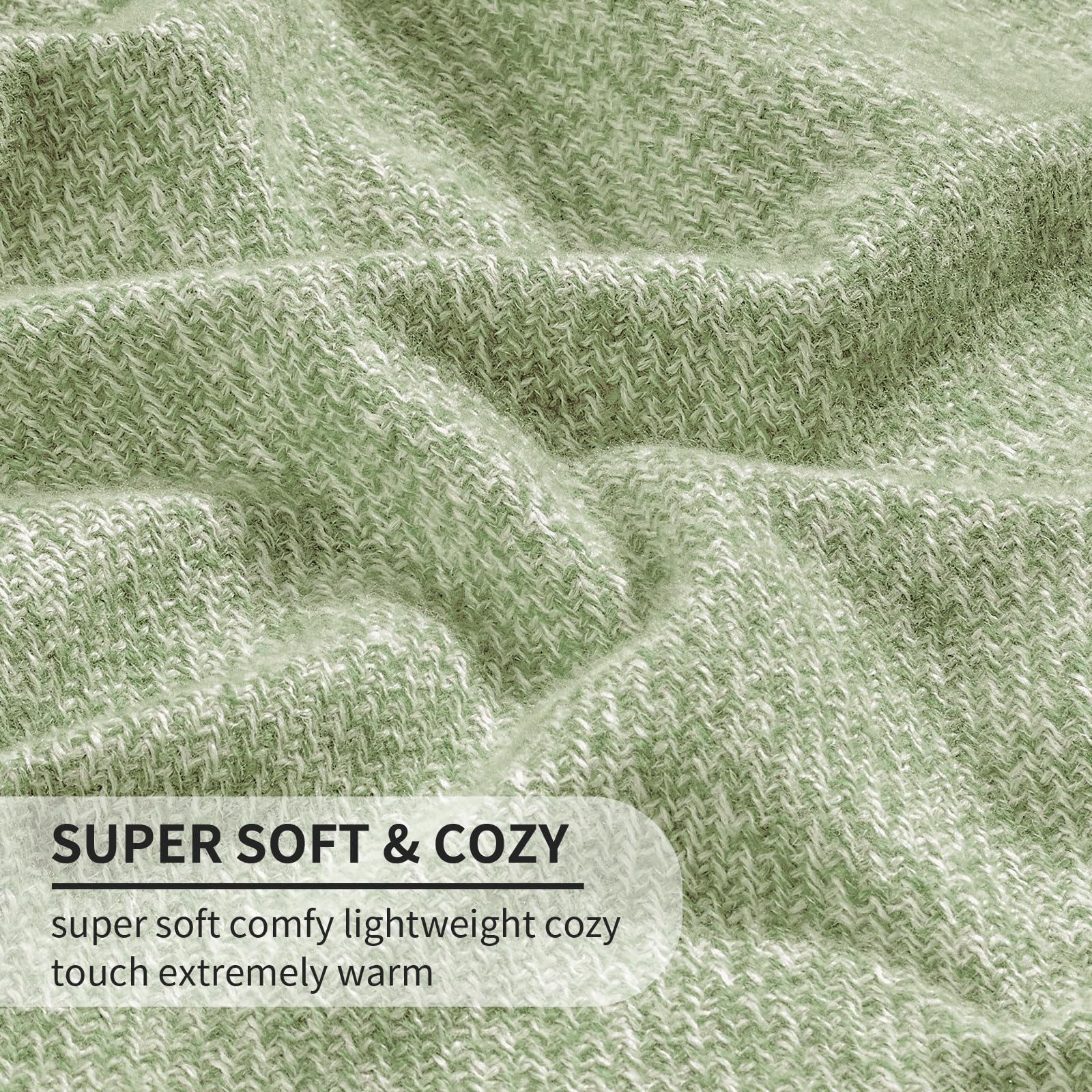 BOURINA Faux Cashmere Fringe Throw Blanket Decorative Lightweight Throw Soft Cozy for Bed or Sofa Outdoor Blanket 127x178cm Mint - Image 4