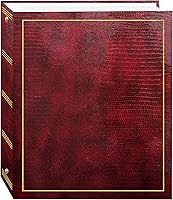 Pioneer Photo Albums Magnetic Self-Stick 3-Ring Photo Album 100 Pages Burgundy Red Leatherette Cover