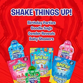 Baby Bottle Pop Candy Lollipop, 18 Ct Bulk Lollipops with Dipping Powder in Assorted Fruity Flavors, Full Size, Individually Wrapped Hard Candy For Gender Reveal, Baby Showers, Goodie Bags & Parties