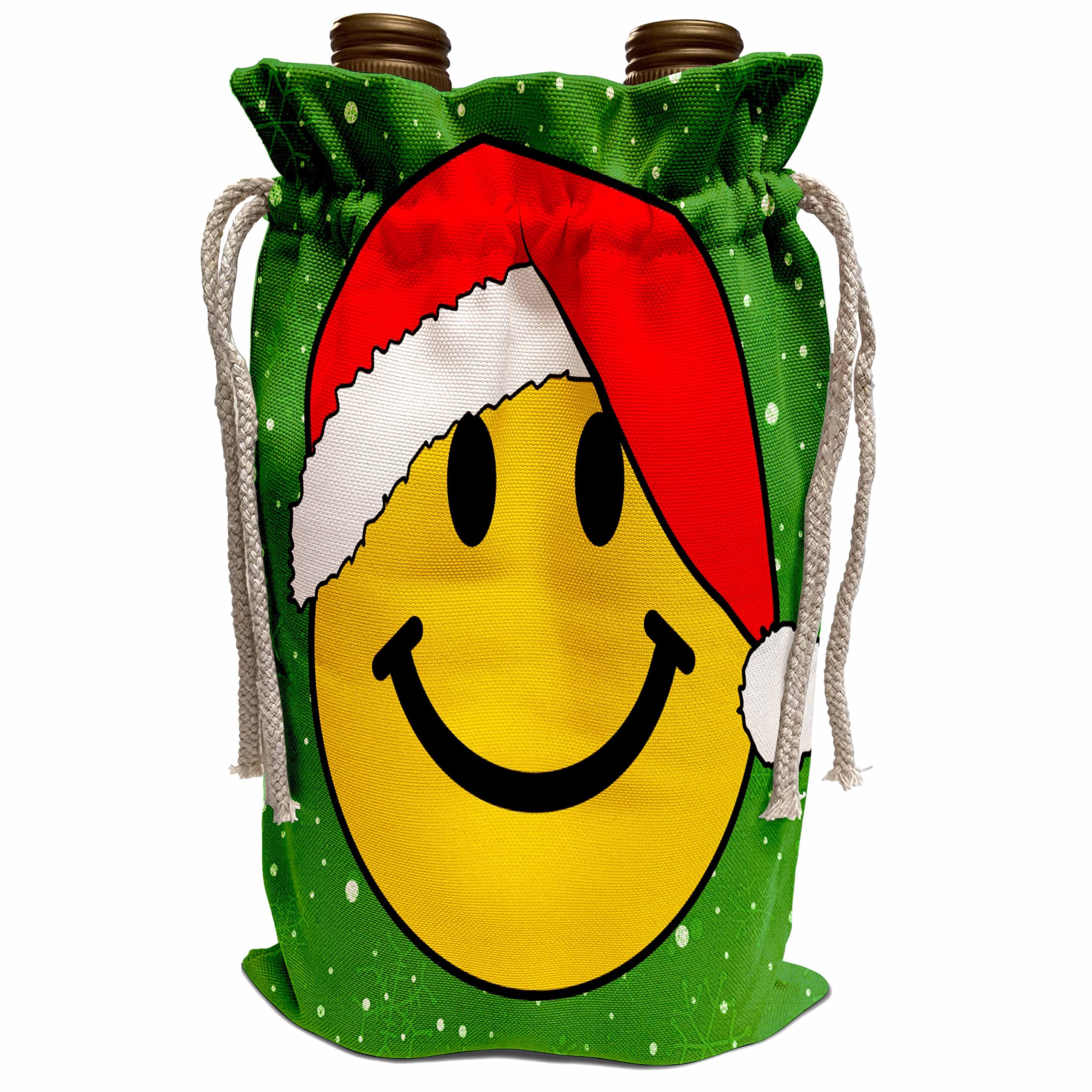 Bolsa de vino con gorro de Papá Noel en tejido beige lavable y reutilizable