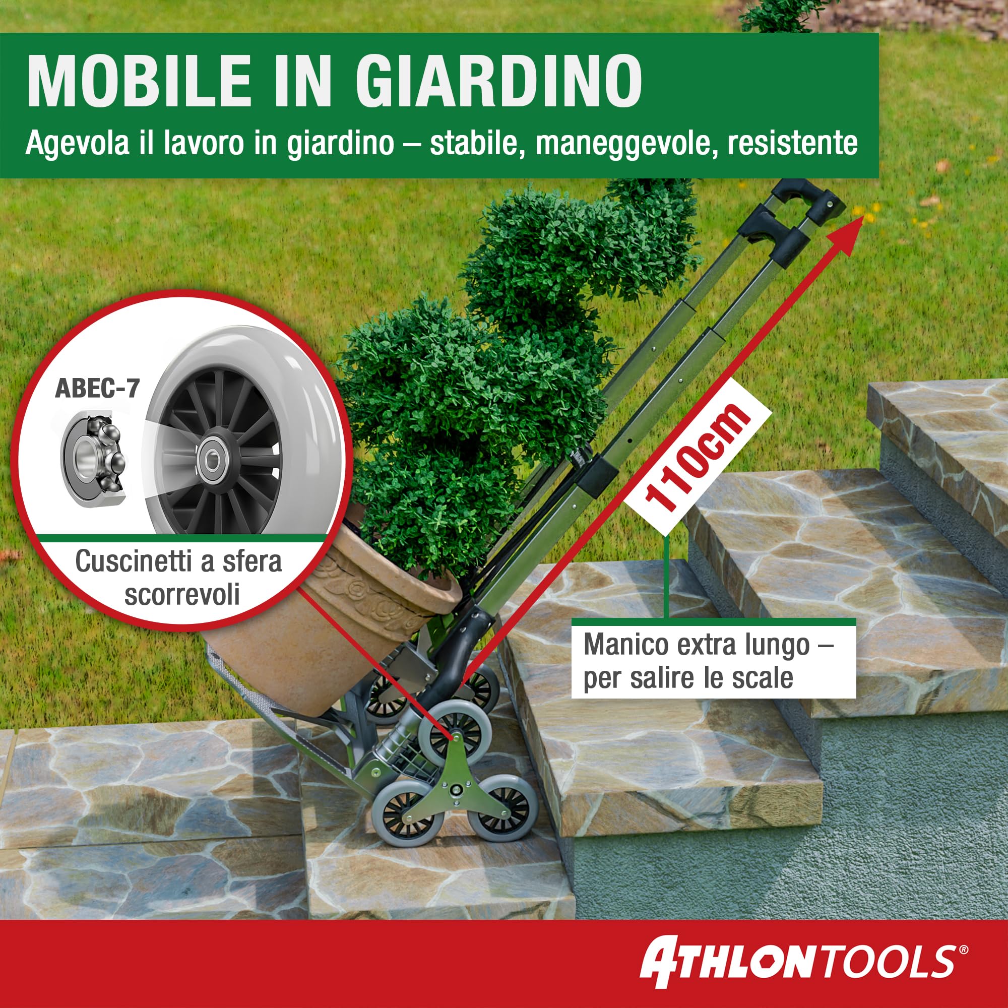 ATHLON TOOLS Carrello pieghevole in alluminio CLASSIC TÜV GS-certificato - superficie di carico con cuscinetti antiscivolo - Ruote con battistrada soft - incl. 2 corde elastiche - modello 2024