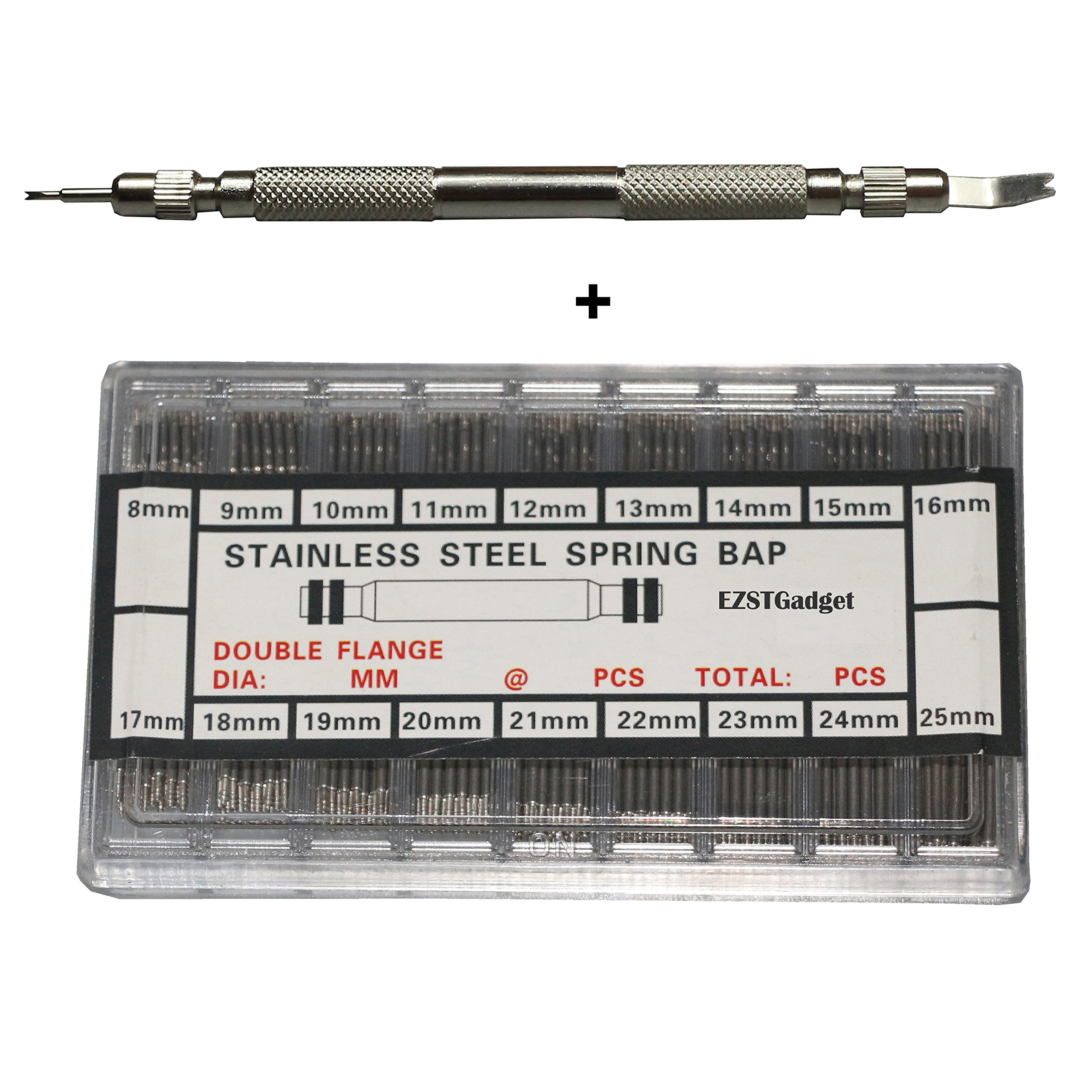 360 PCS 8-25mm Watch Band Spring Bars + 5.3 Inch Strap Link Pins Remover Removal Tool Set for Band Replacement Repair Fix Kit