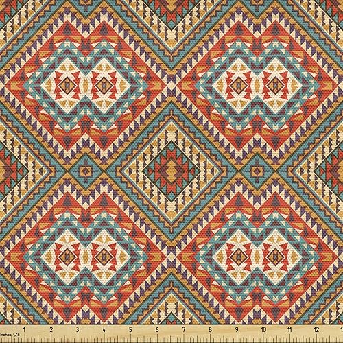 Vista 7 de Ambesonne Tela oriental por The Yard, patrón de Oriente Medio Feliz Año Nuevo en letras hebreas Manzana Granada, tela de microfibra para artes