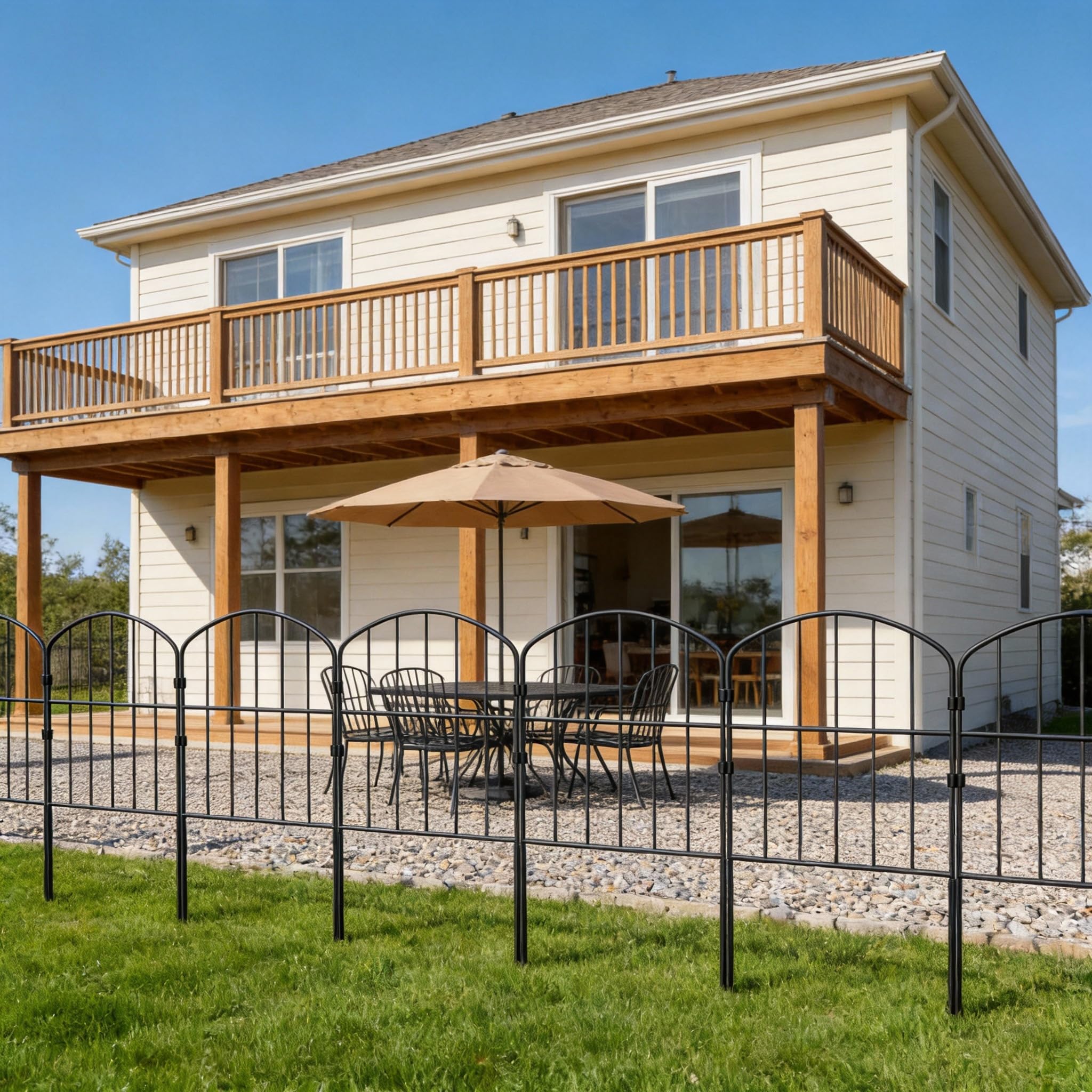 YRHome 25-częściowy metalowy płot, łuk dekoracyjny, bez kopania, zaciski + paliki, ogrodzenie dla psów, ogród/staw/patio/kemping