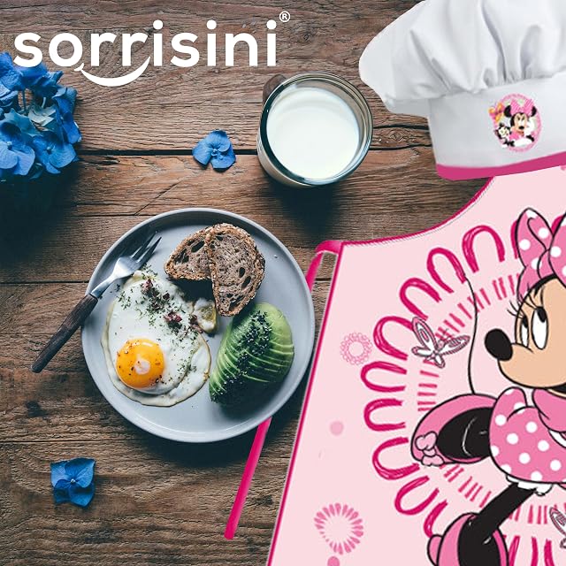 Foto 4 de 8 de Sorrisini Delantal y Gorro de Cocinero Ajustable para Niños y Niñas, Mandil Infantil de Cocina para Cocinar