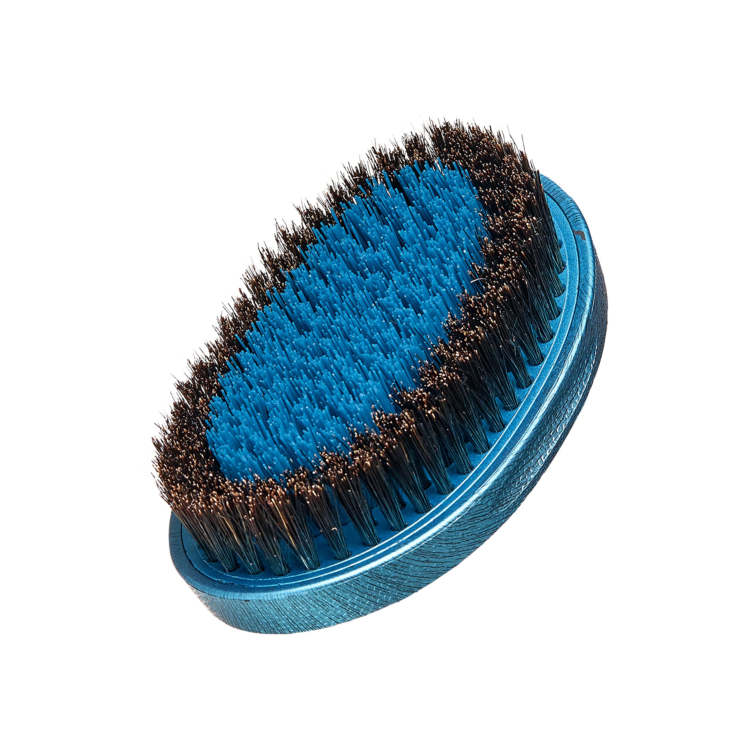 RED - Cepillo de cerdas de jabalí prémium con estuche de bolsillo, herramienta ondulada Wow 360 Wave para hombres, curvo duro (azul)