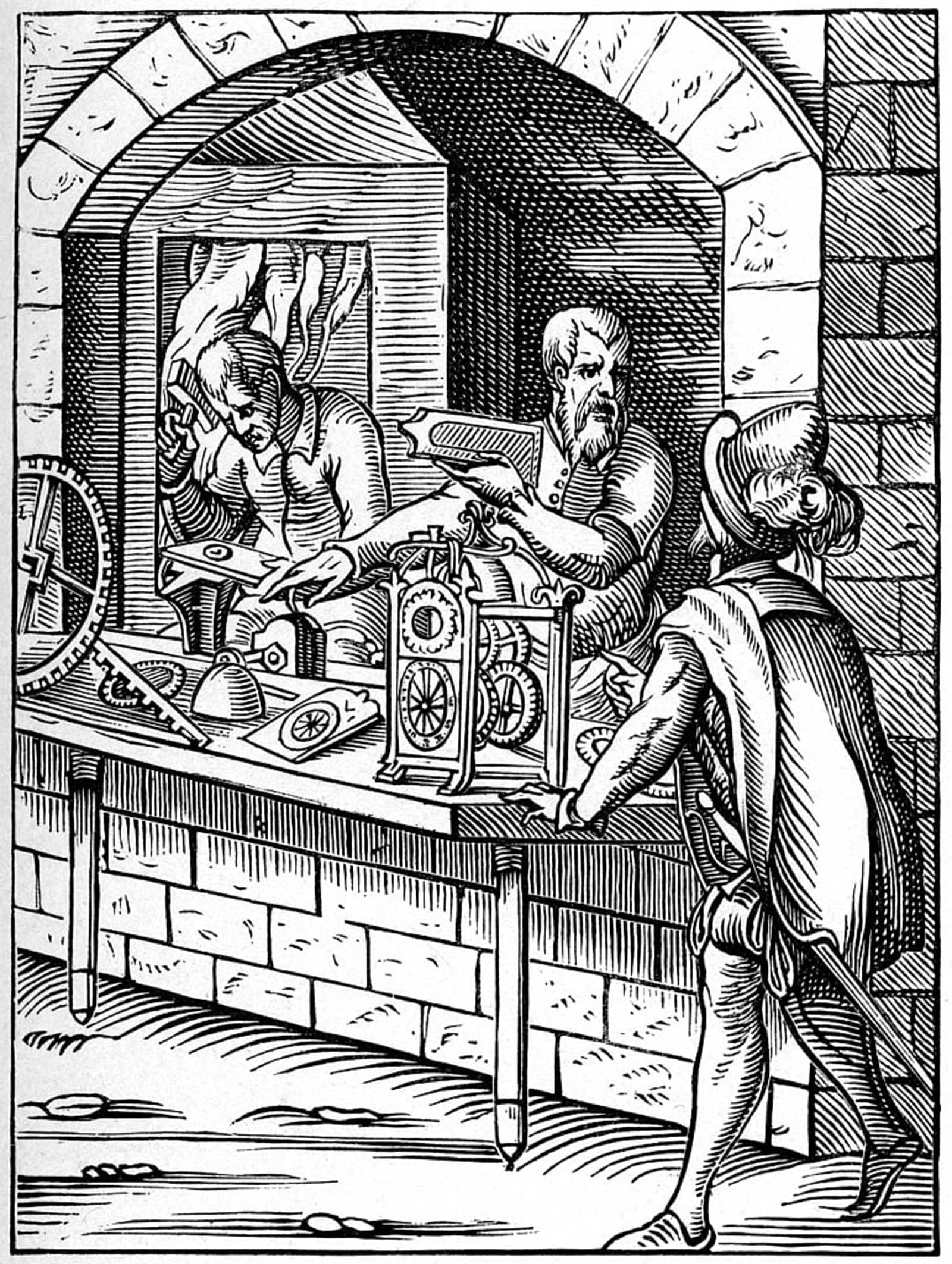 ARTXLXXBN Famous Print Painting Colorful Art Print Clockmaker by Jost Amman Canvas Art Decorations for Home Decor 60x90cm
