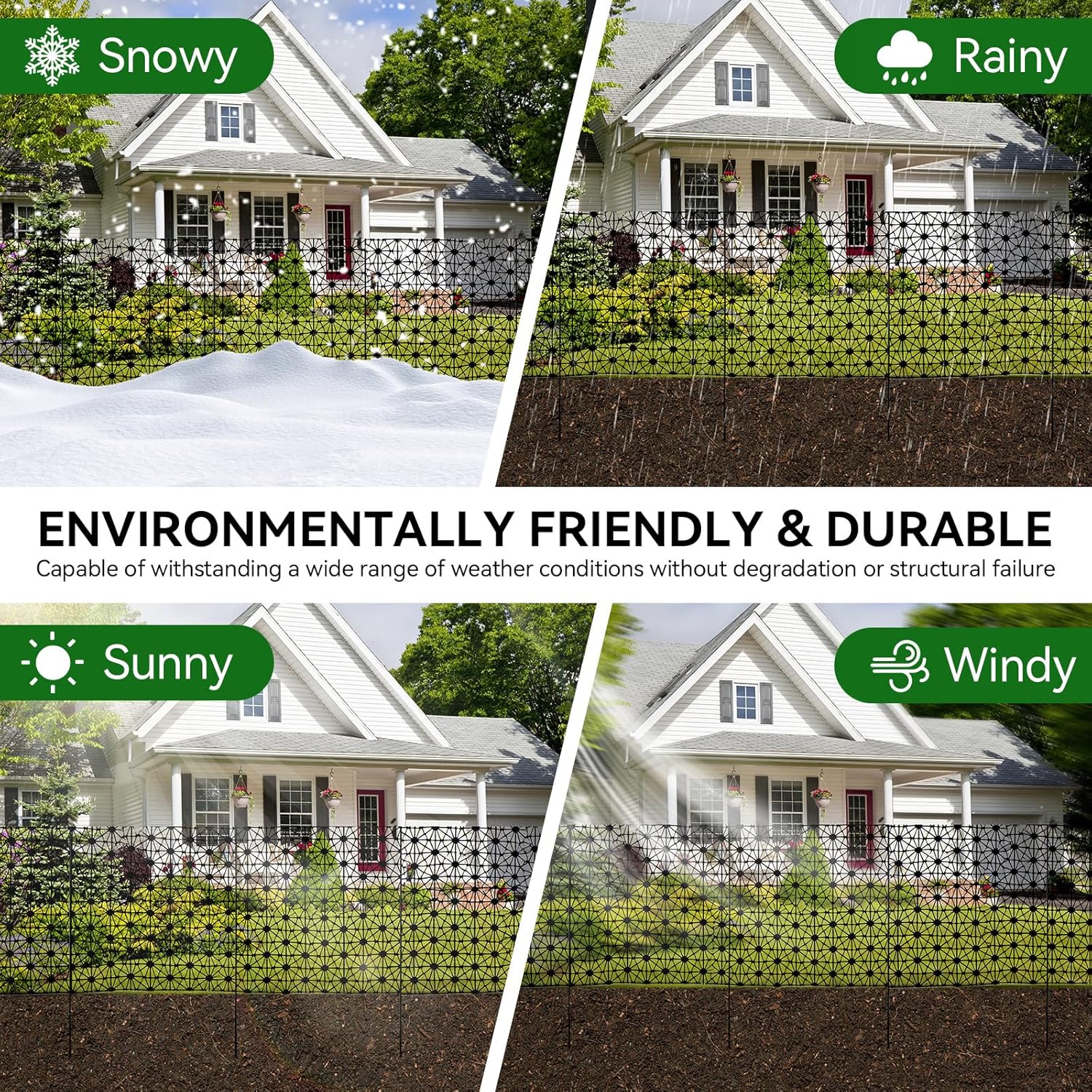 Tall Decorative Garden Fence Border 32in x16ft, Geometric Plastic Garden Edging Roll, Weather Resistant No Dig Fencing, Outdoor Animal Barrier for Rabbits & Small Pests, Yard Patio Flower Bed Decor