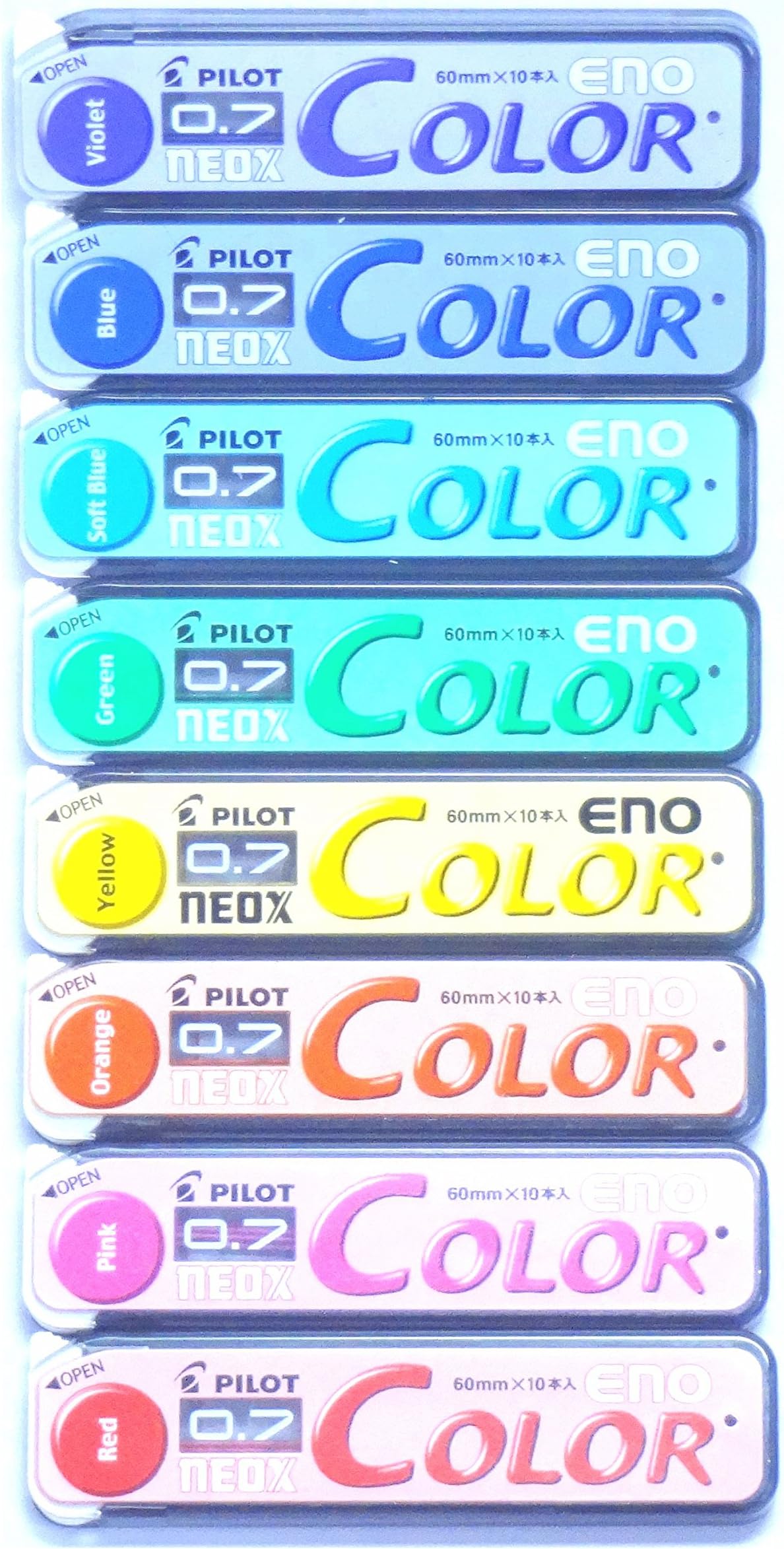 Pilot Color Eno Neox Mechanical Pencil Lead, 0.7 mm, 8 Color Set (Japan Import)