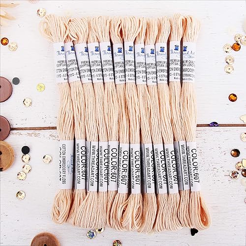 Vista 124 de Threadart - Hilo de bordar de algodón largo egipcio de alta calidad, 12 madejas Morado 6 hilos divisibles de 8.75 yardas cada uno para bordado a